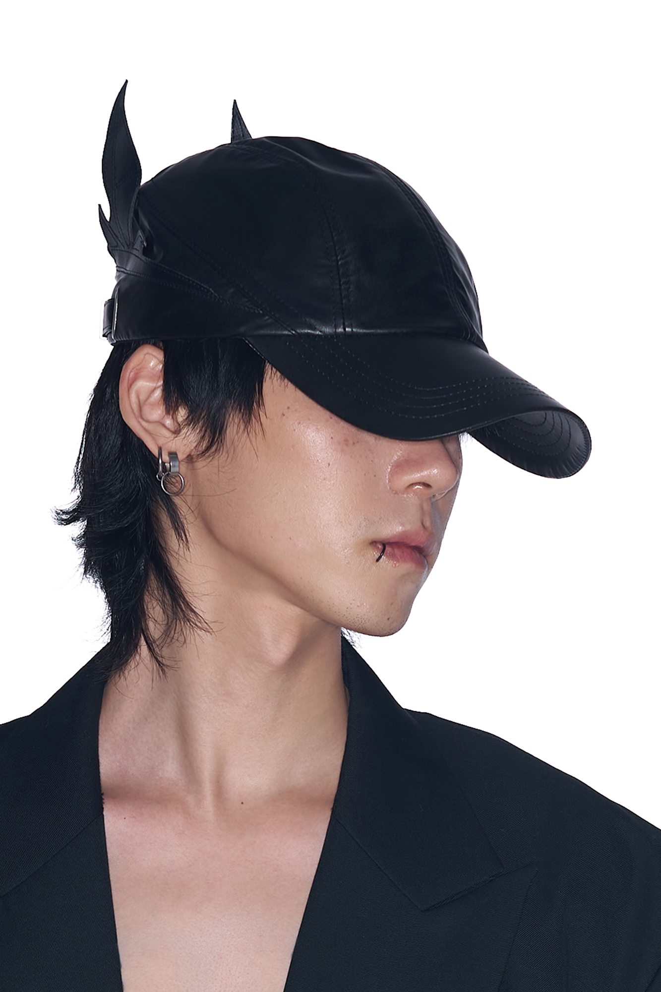 SANB Faux Leather Horned Baseball Cap