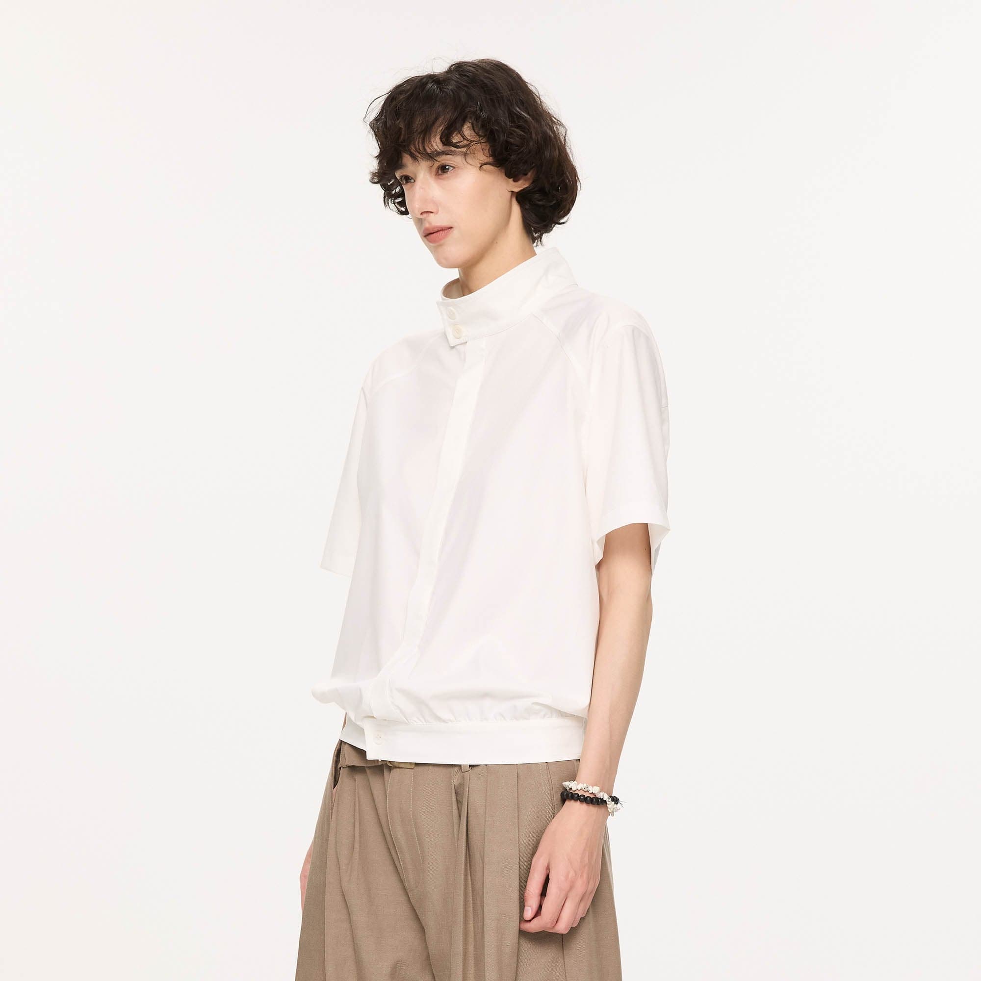KREATE Harrington Stand-Collar Half Sleeve Shirt