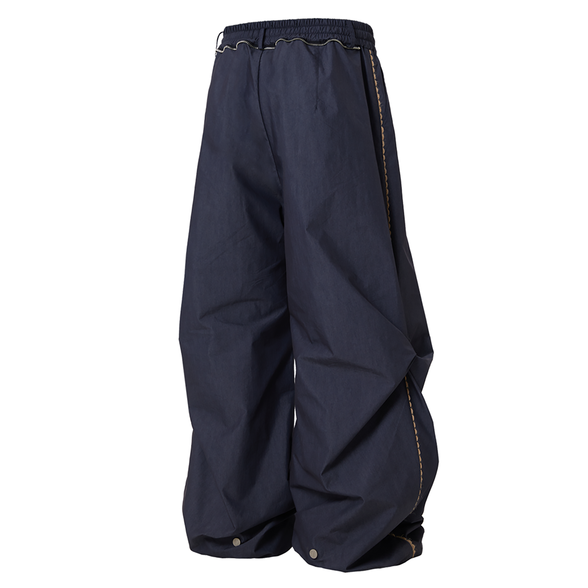 RELABEL Pleated Drawstring Cuff Parachute Pants Navy / Purple