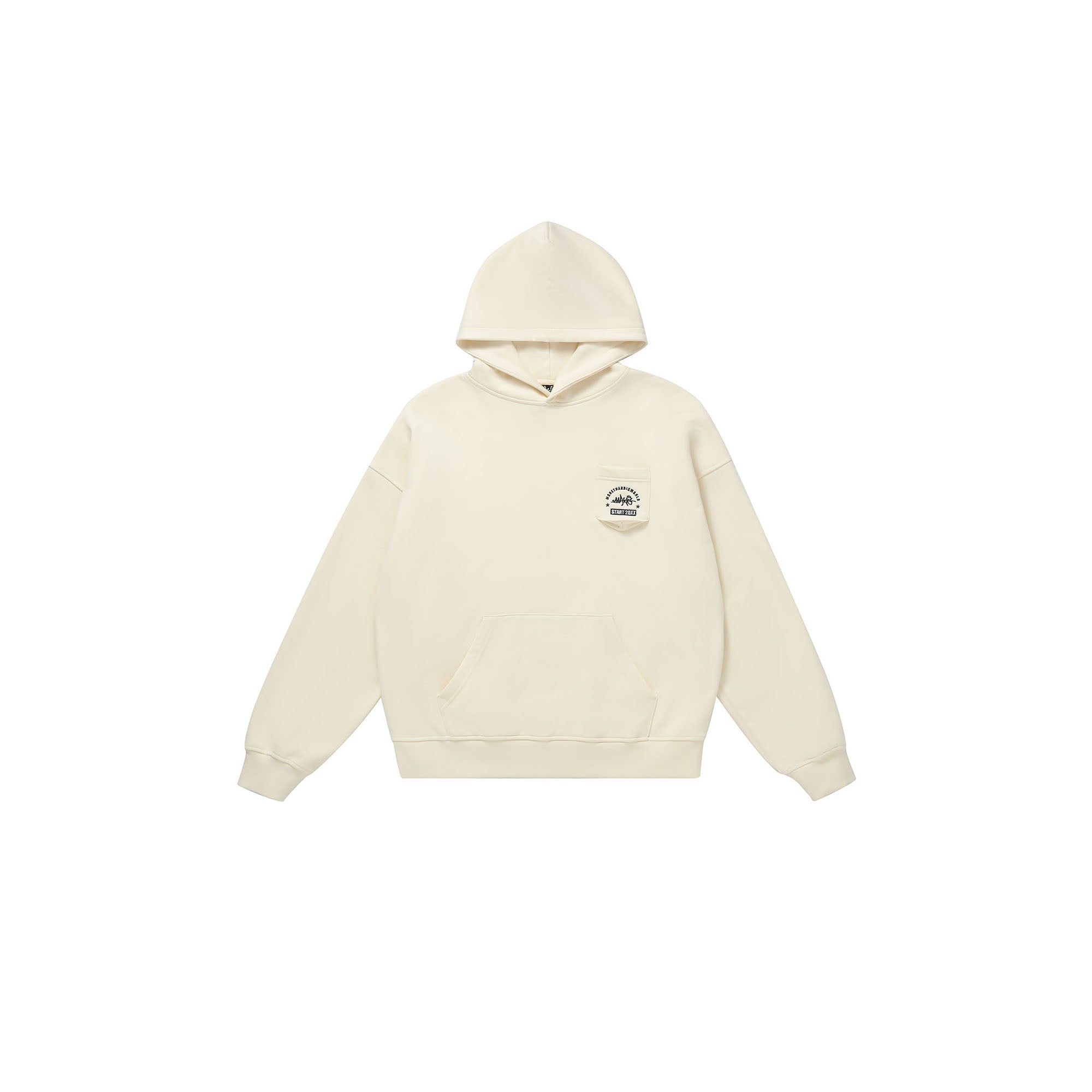MAKEMORE Faux-Layer Embroidered Pocket Hoodie, premium urban and streetwear designers apparel on PROJECTISR.com, MAKEMORE