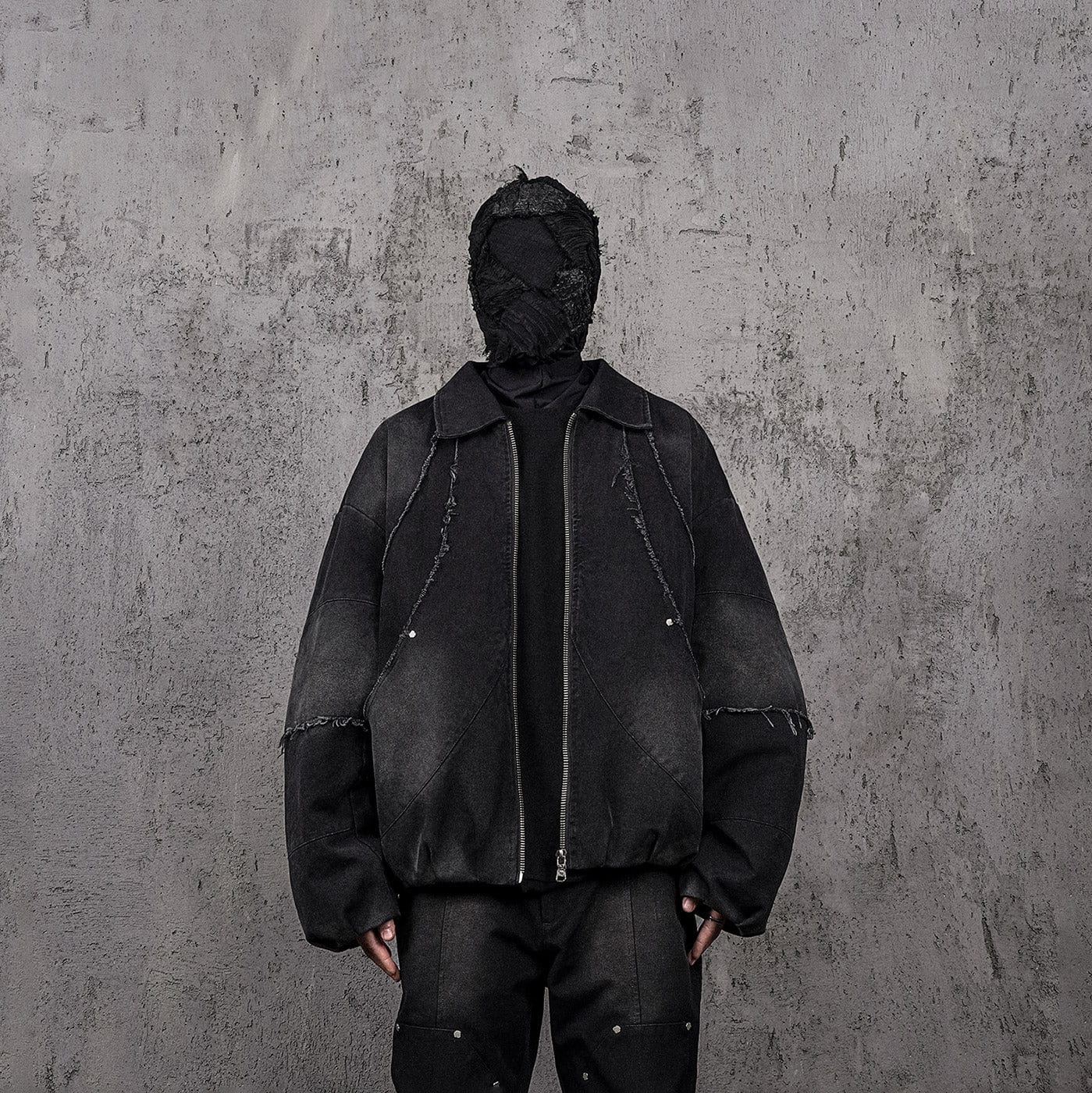 UNDERWATER Raw-Edge Spliced Rivet Jacket, premium urban and streetwear designers apparel on PROJECTISR.com, UNDERWATER