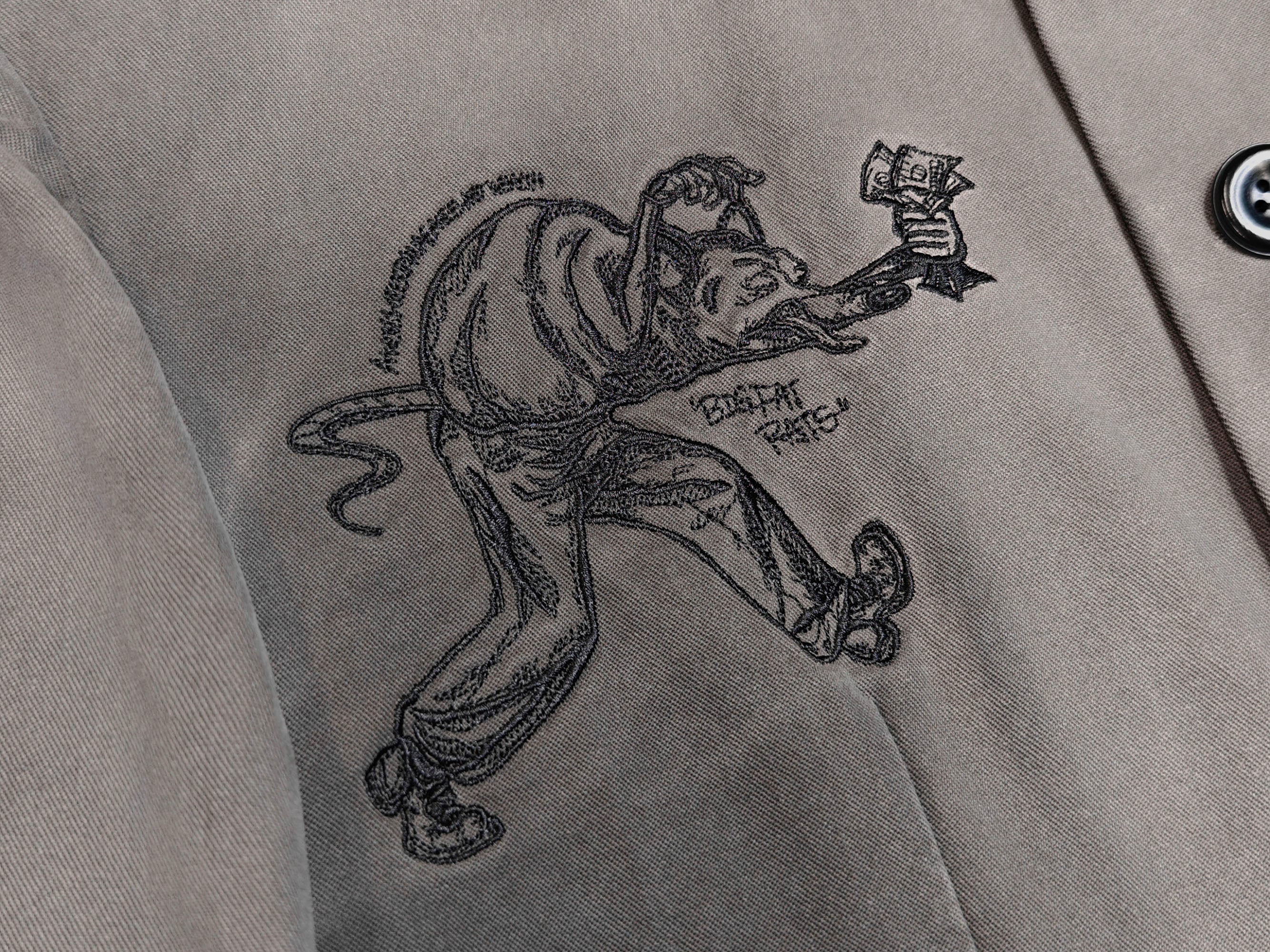 FACEONLAB Distressed Washed Embroidery Jacket