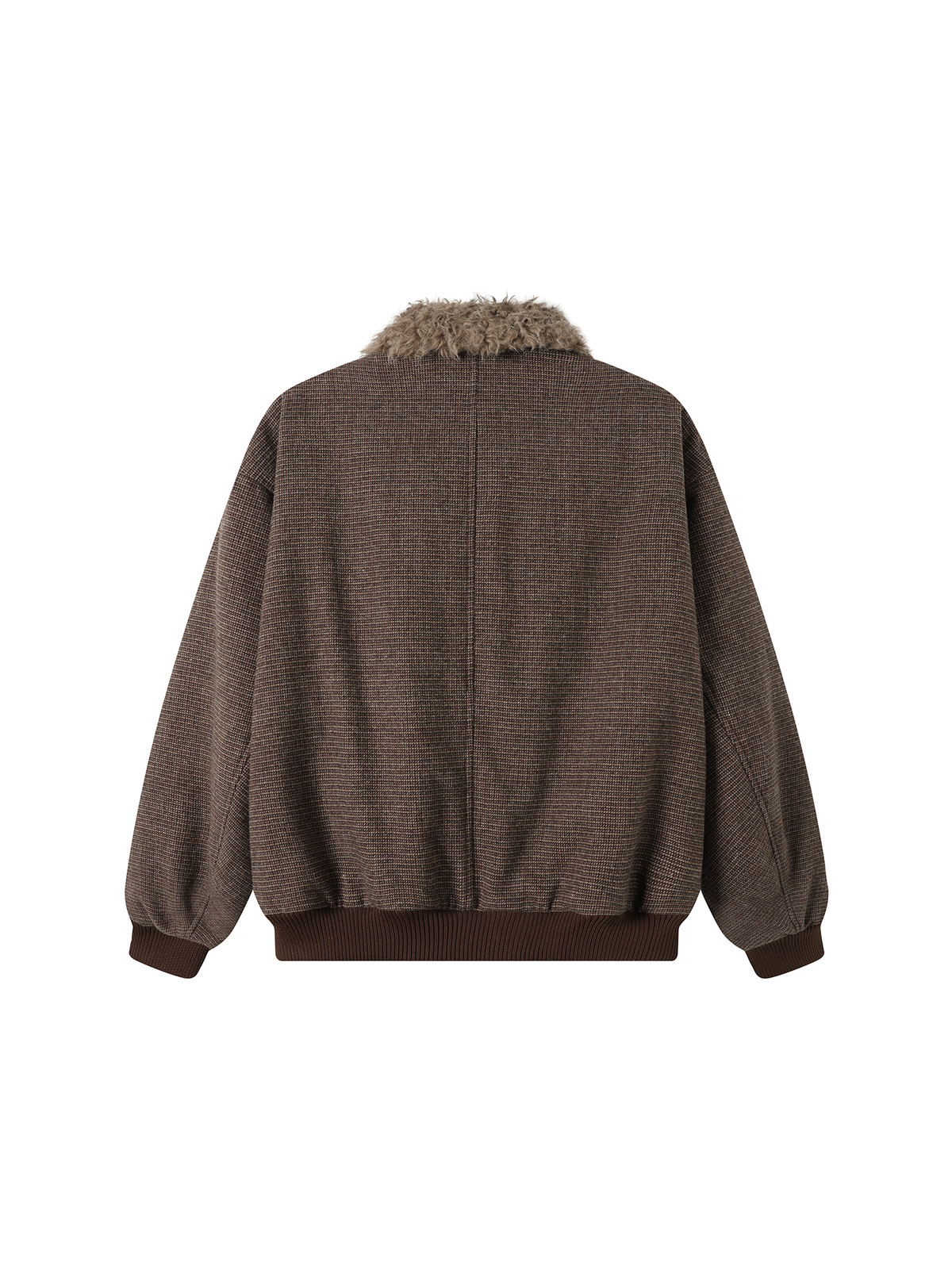 TGNS Striped Faux Fur Collar Cotton-Padded Jacket