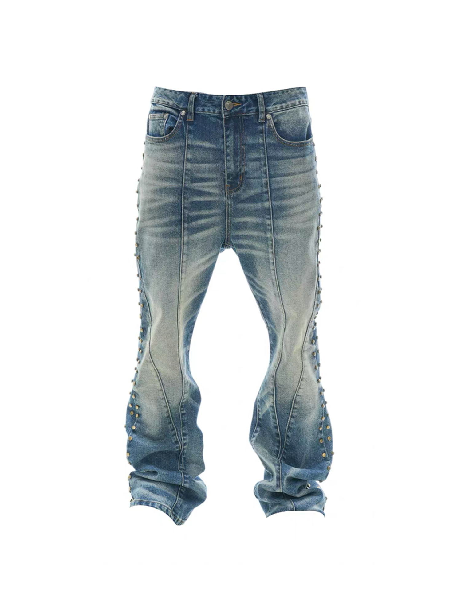 VINKID Deconstructed Side-Studded Washed Jeans