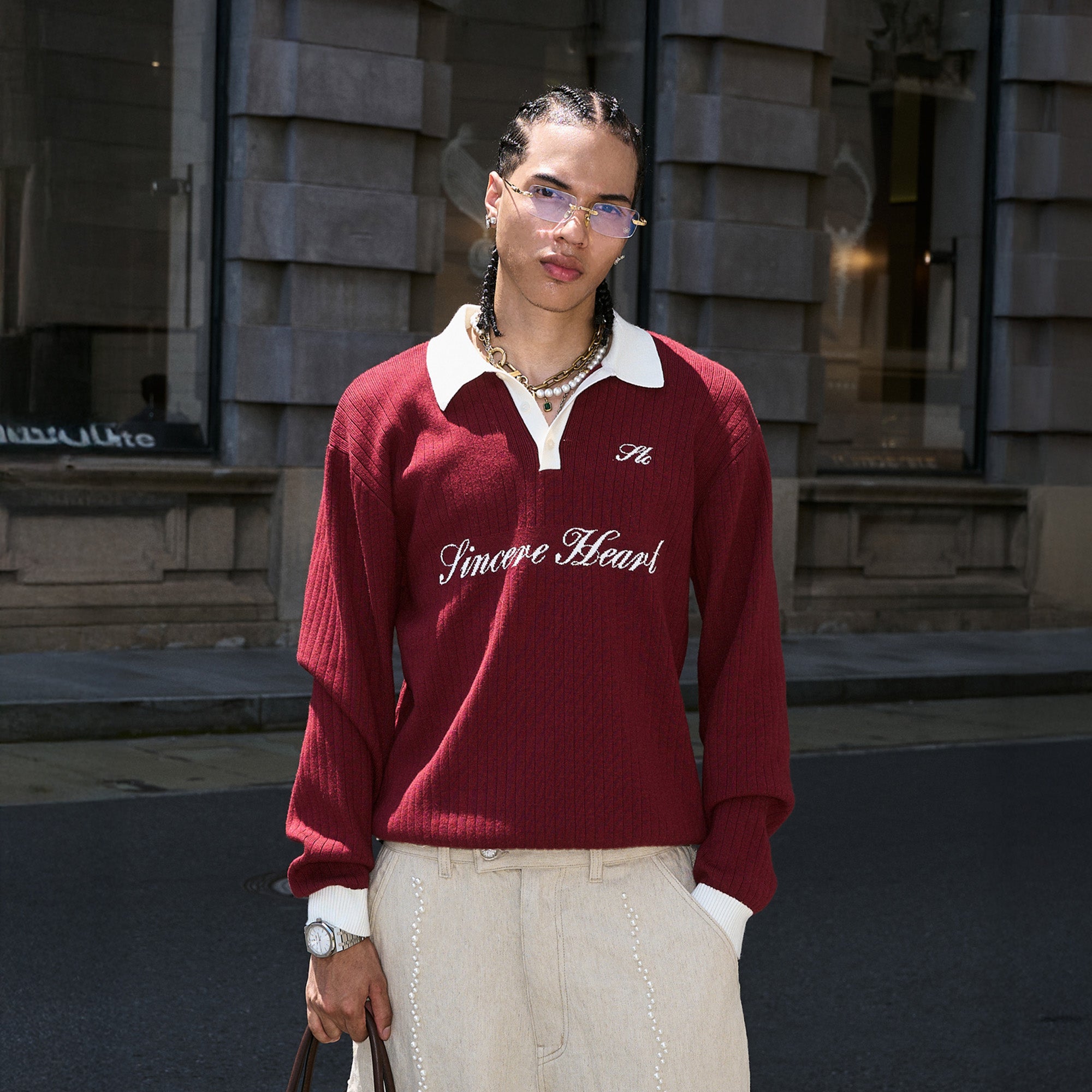 STEEPC Contrast Collar Polo Sweater, premium urban and streetwear designers apparel on PROJECTISR.com, STEEPC