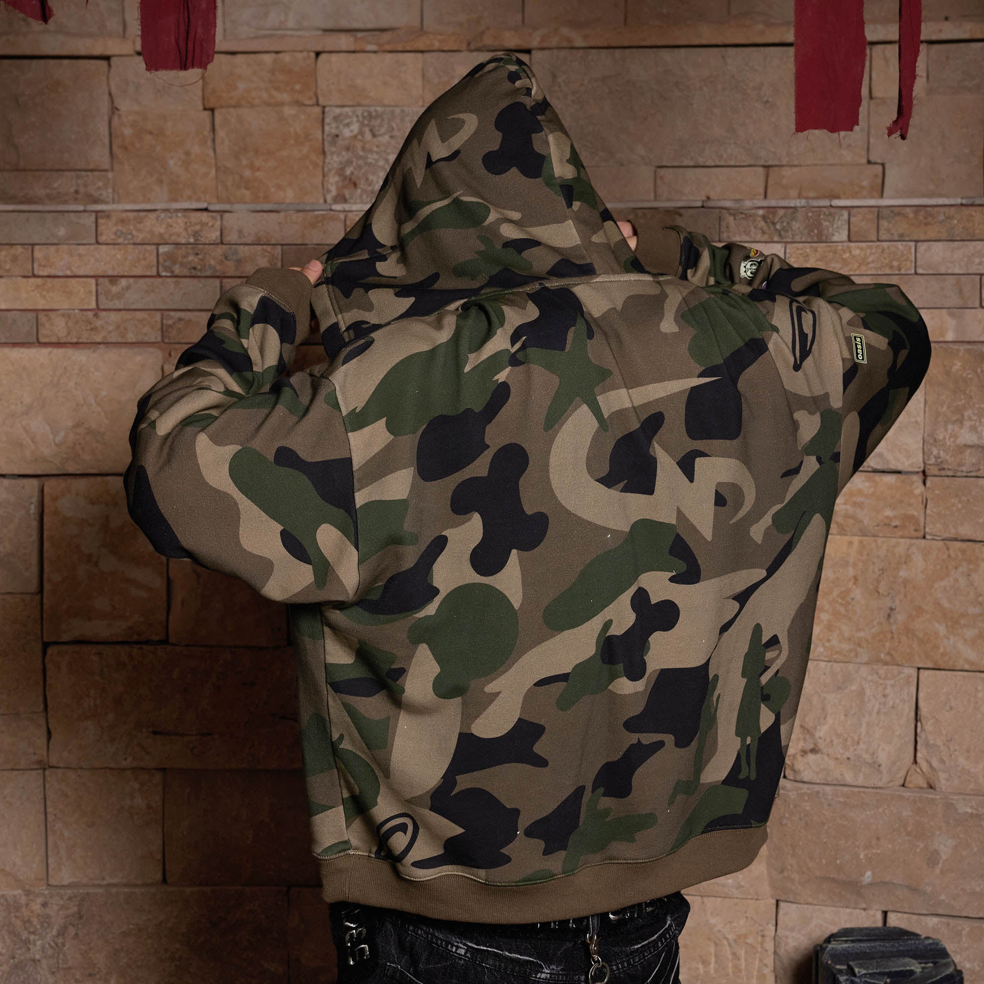 DND4DES The Stickers Camo V-Neck Hoodie