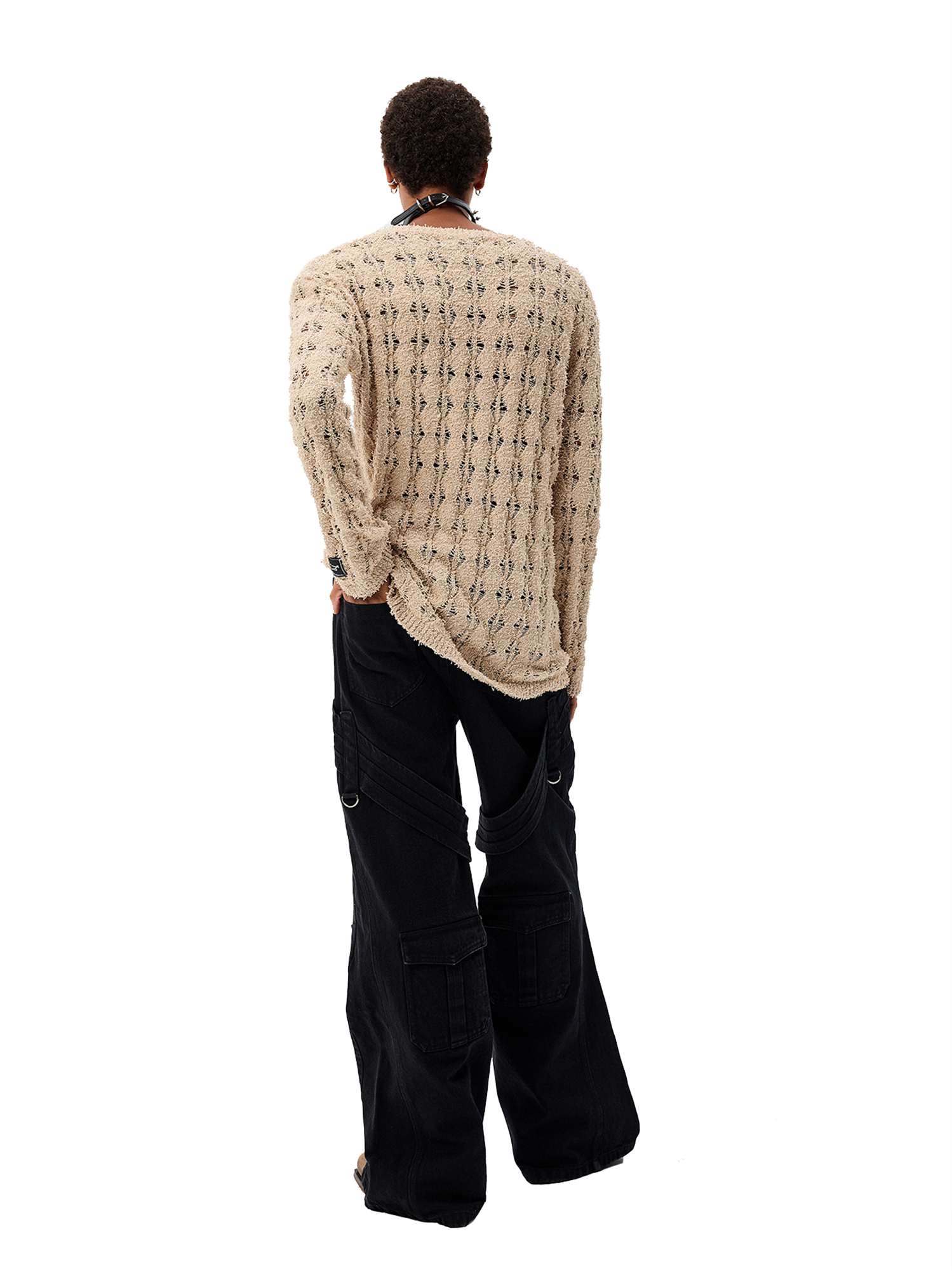CYCYCY Punk Open-Knit Distressed Sweater