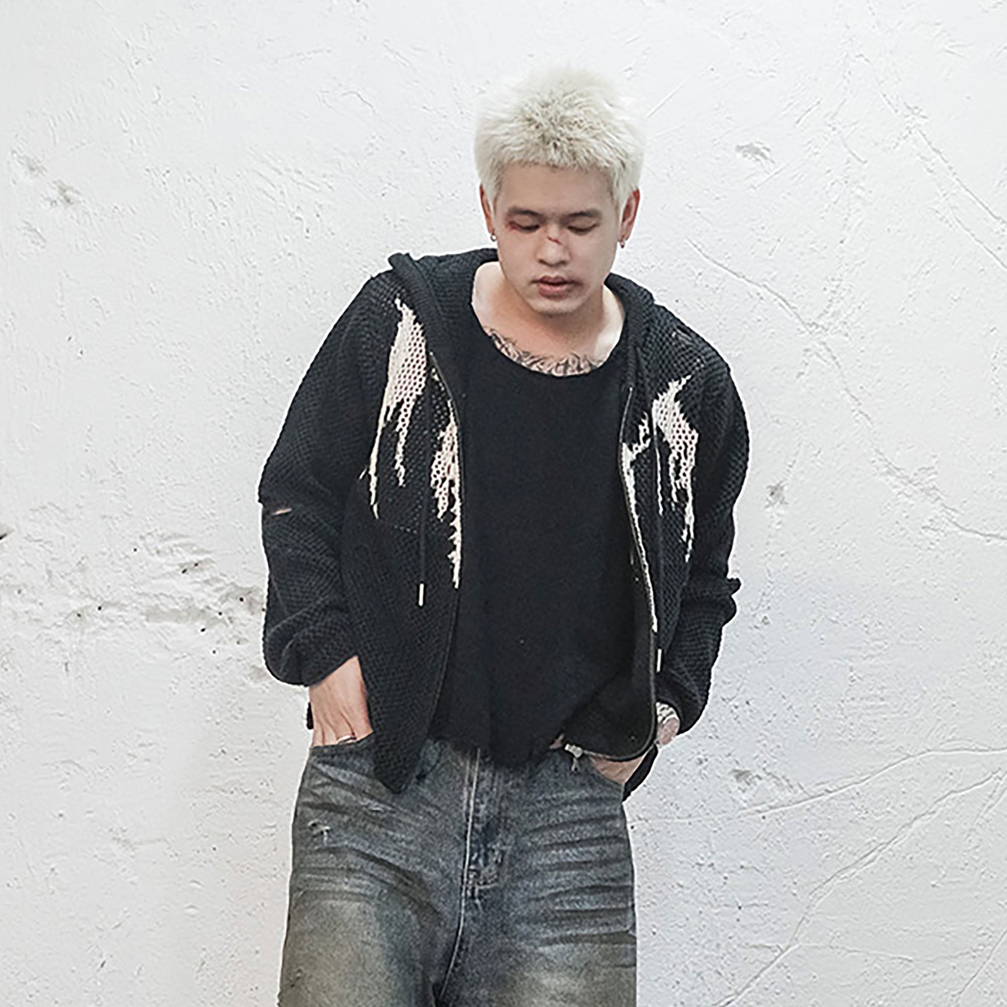UNDERWATER Hellbound Wing Hooded Zip-Up Cardigan