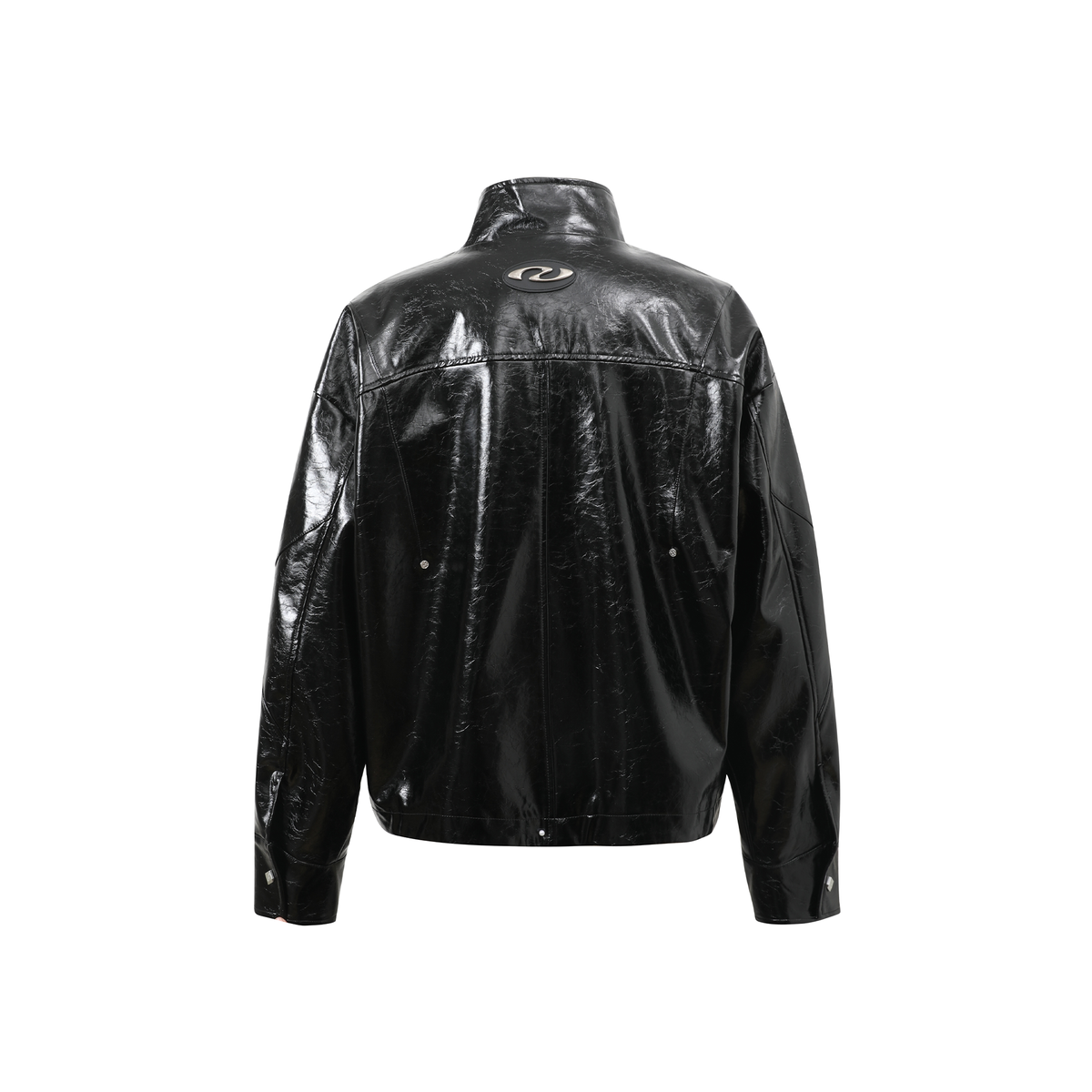 REMODUTION Glossy Faux Leather Harrington Jacket