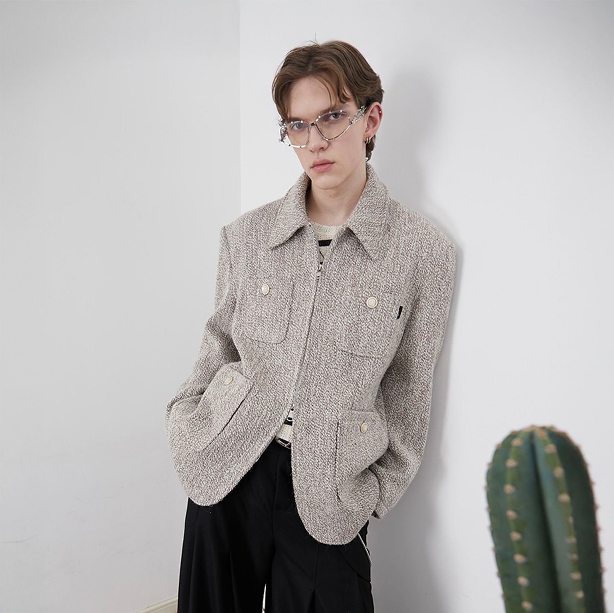 ASSEEN Wool-Blend Tweed Utility Jacket, premium urban and streetwear designers apparel on PROJECTISR.com, ASSEEN