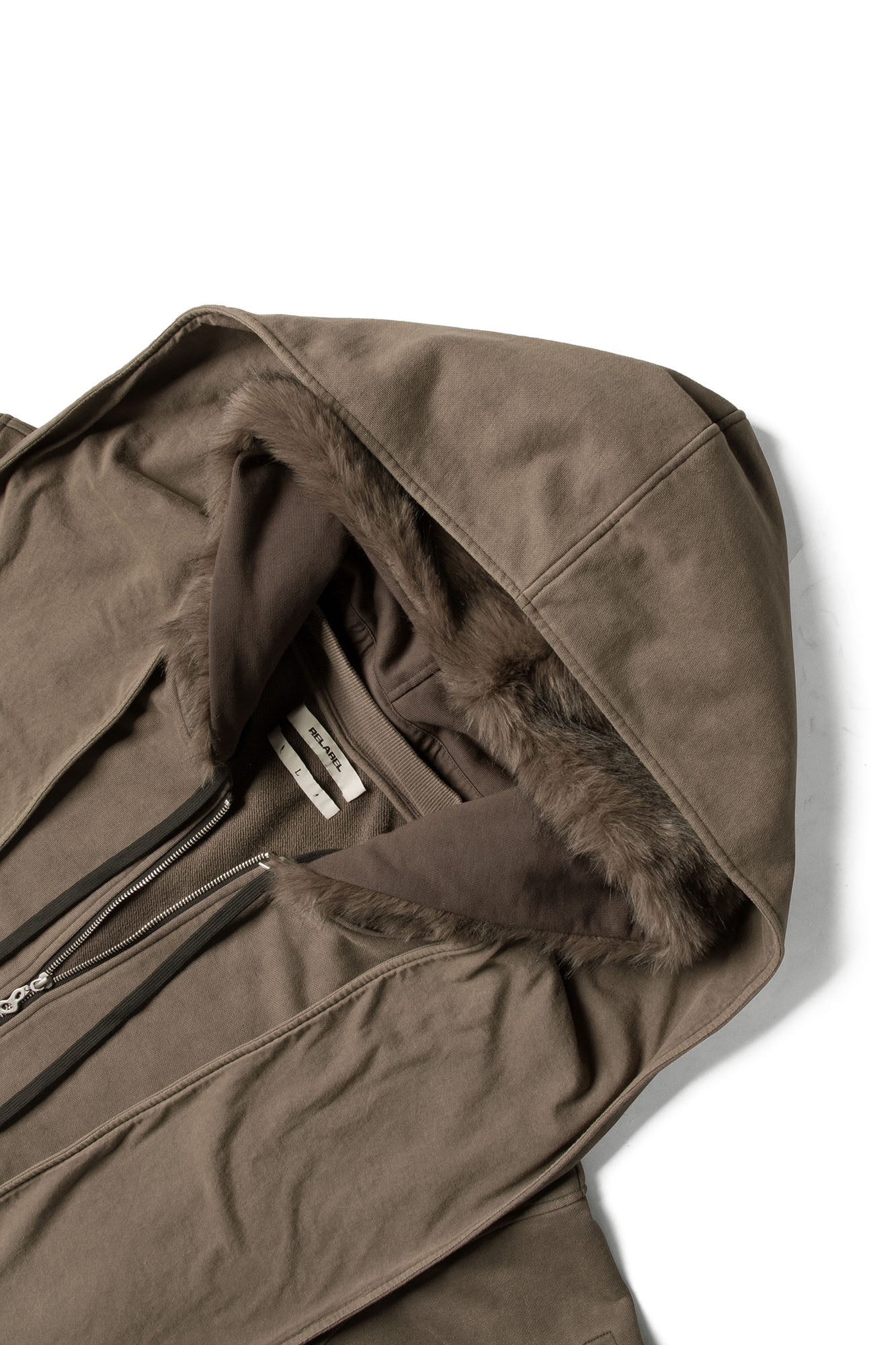 RELABEL Detachable Faux Fur Hood Jacket Brown