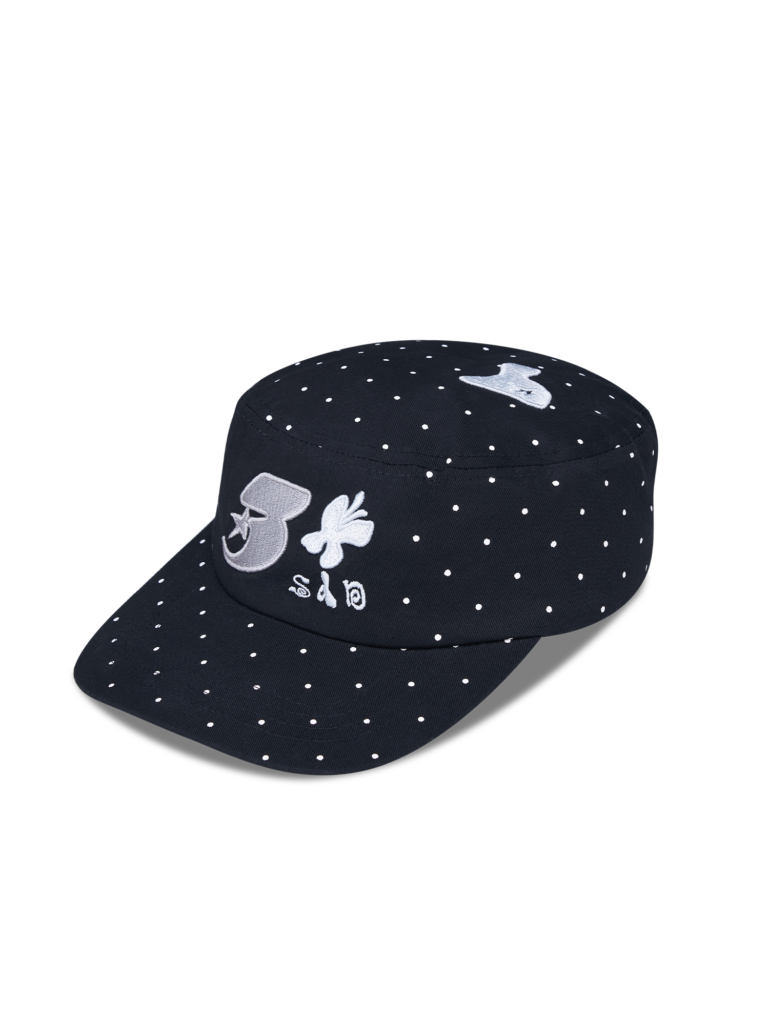 SANB Polka Dot Embroidered Pillbox Hat
