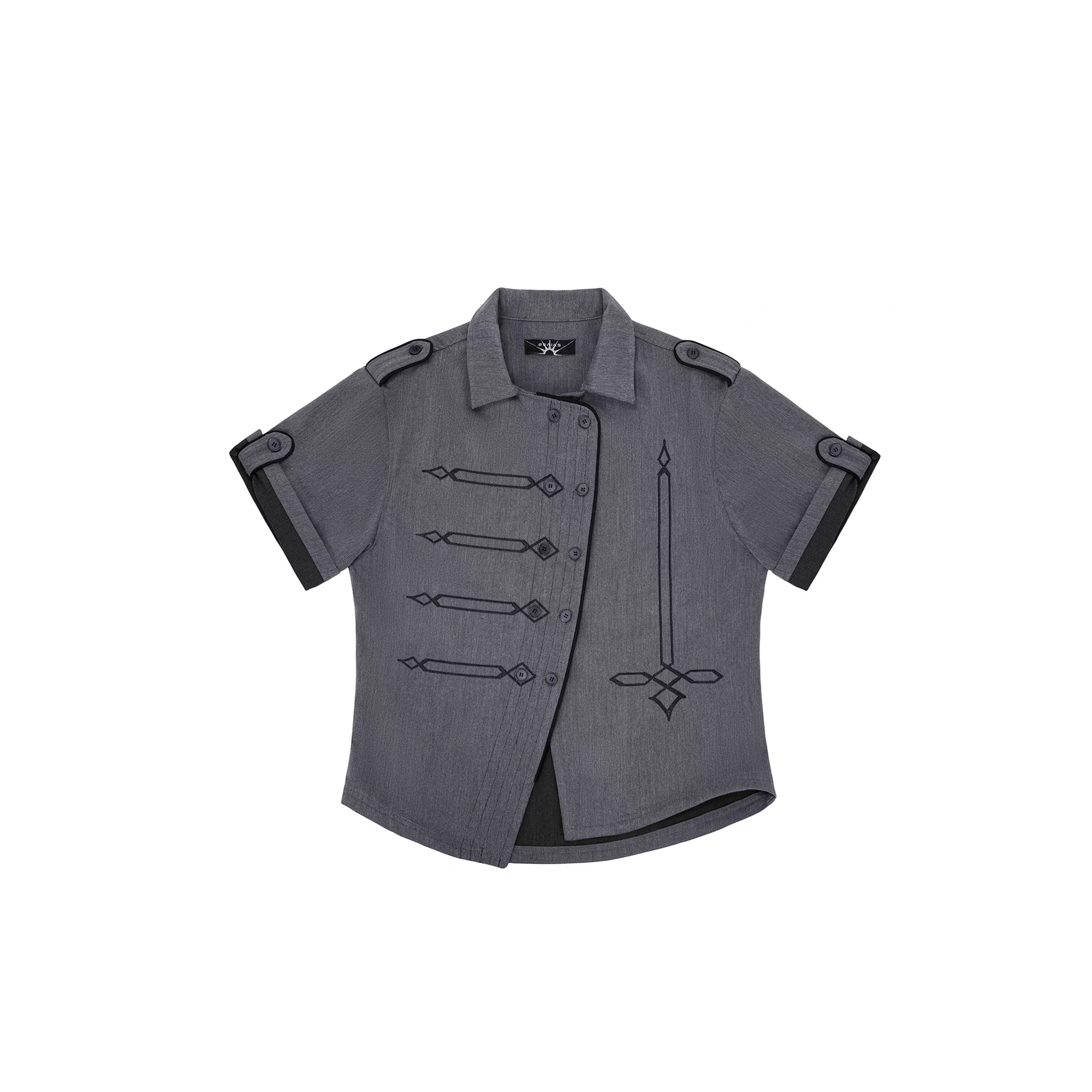 ESAIAS Napoleon Embroidered Asymmetrical Half Shirt