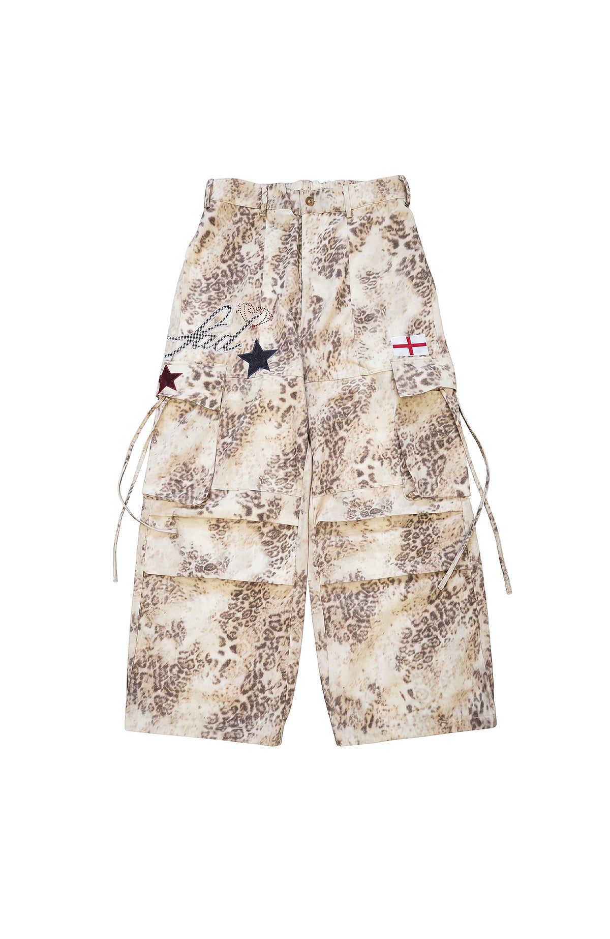SADSOUP Leopard Star Patched Wide-Leg Pants