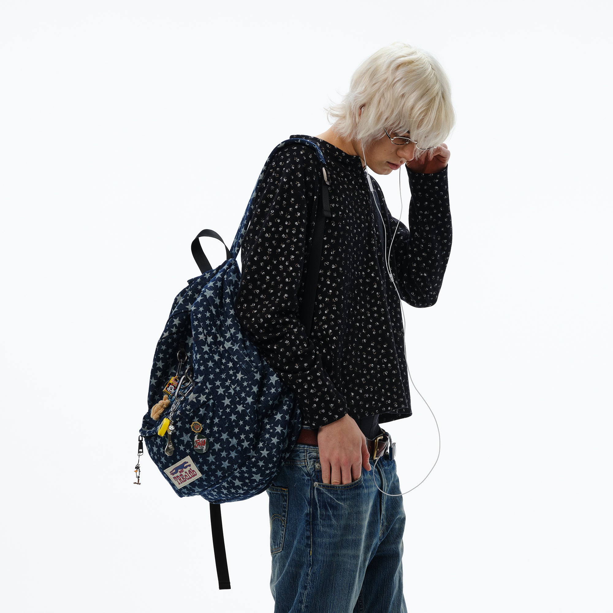 TRECLUB Multi-Eyelet Star Graphic Campus Backpack