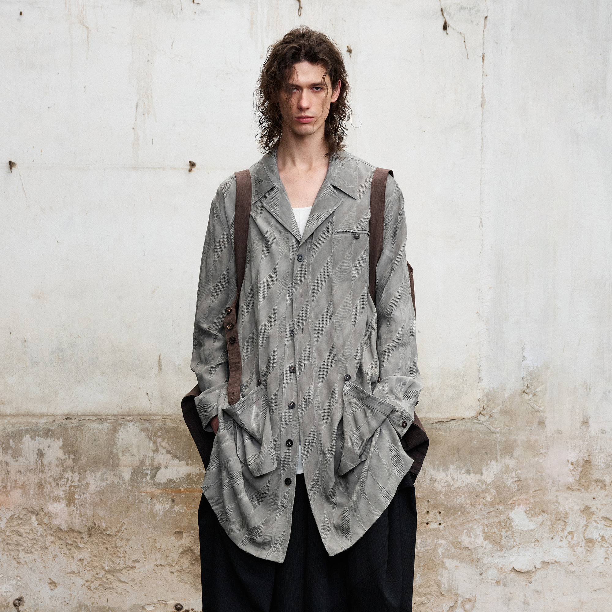 ILNya Nieternite Nifutur Dirty-Dye Jacquard Longline Shirt