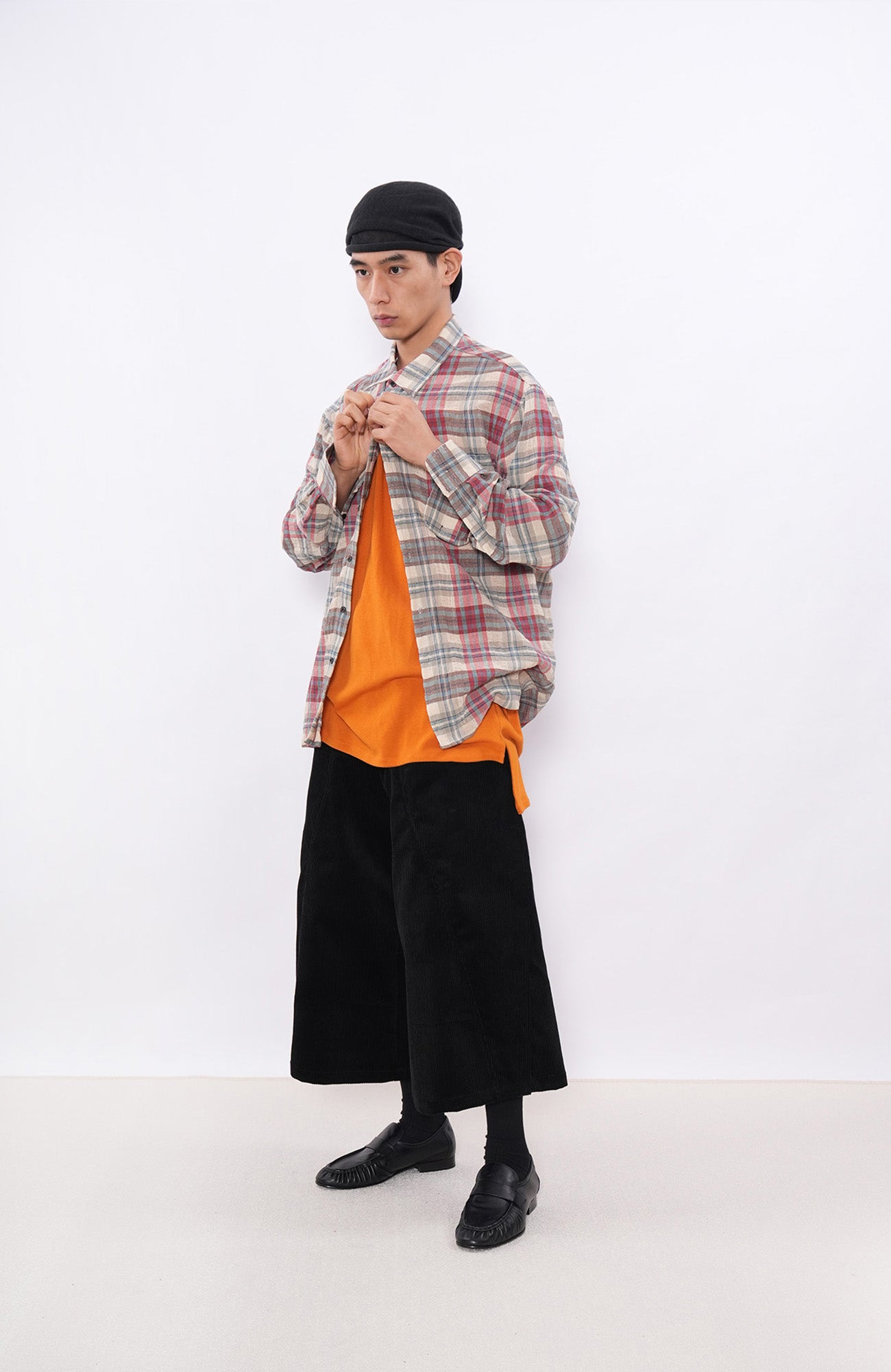 7440 37 1 Retro Linen-Blend Plaid Overshirt, premium urban and streetwear designers apparel on PROJECTISR.com, 7440 37 1