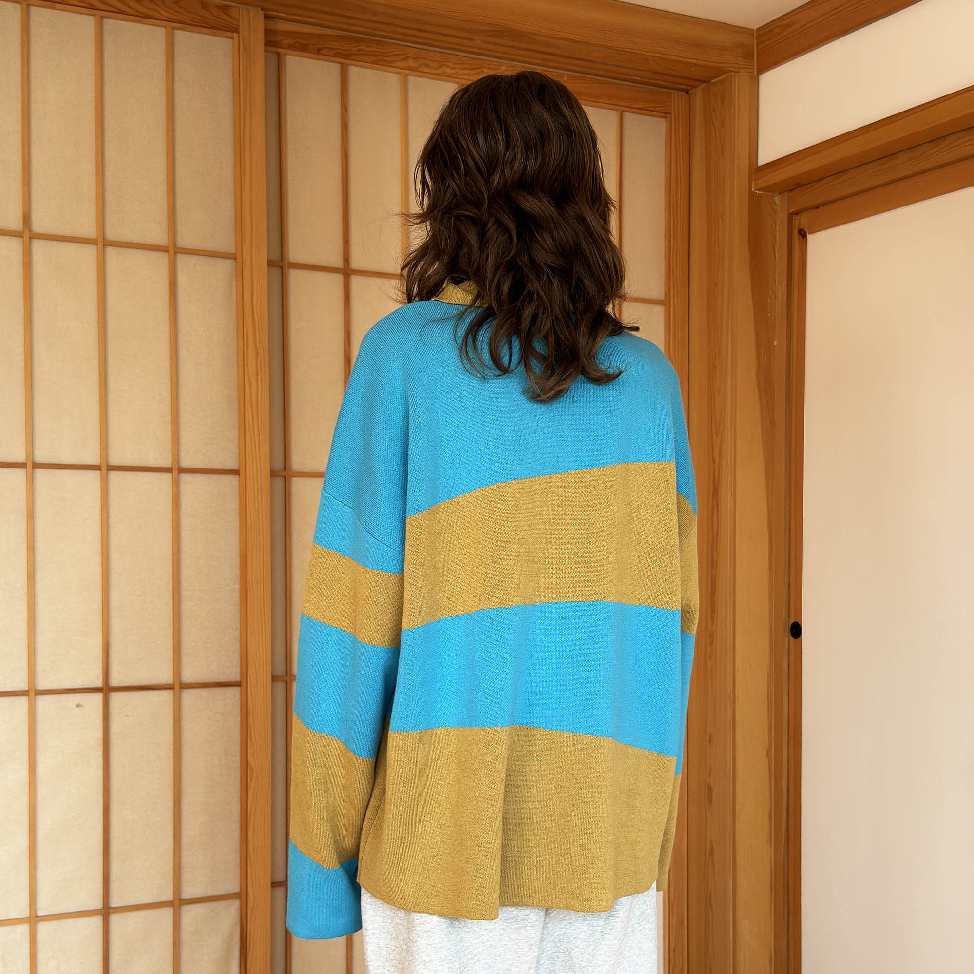 MIICHOUS Nature Magazine Ripple Stripe Polo Sweater