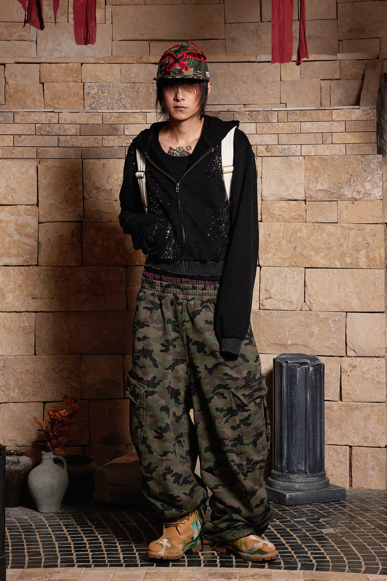 DND4DES Camo Double-Waist Cargo Sweatpants