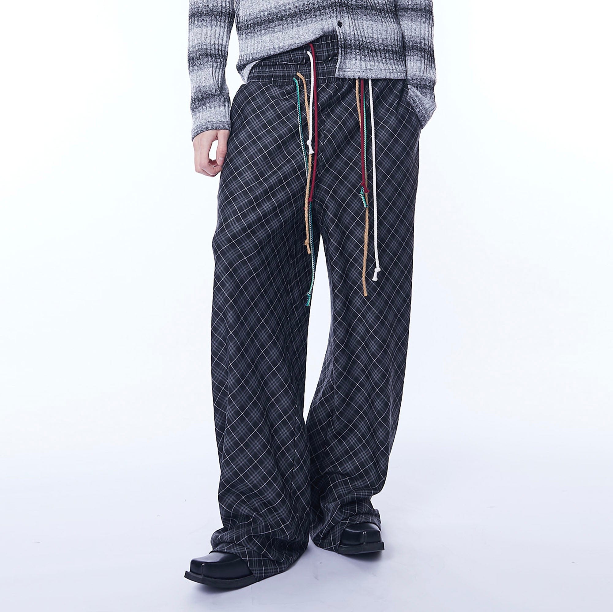 ASSEEN Plaid Double-Waist Drawstring Wide-Leg Pants, premium urban and streetwear designers apparel on PROJECTISR.com, ASSEEN