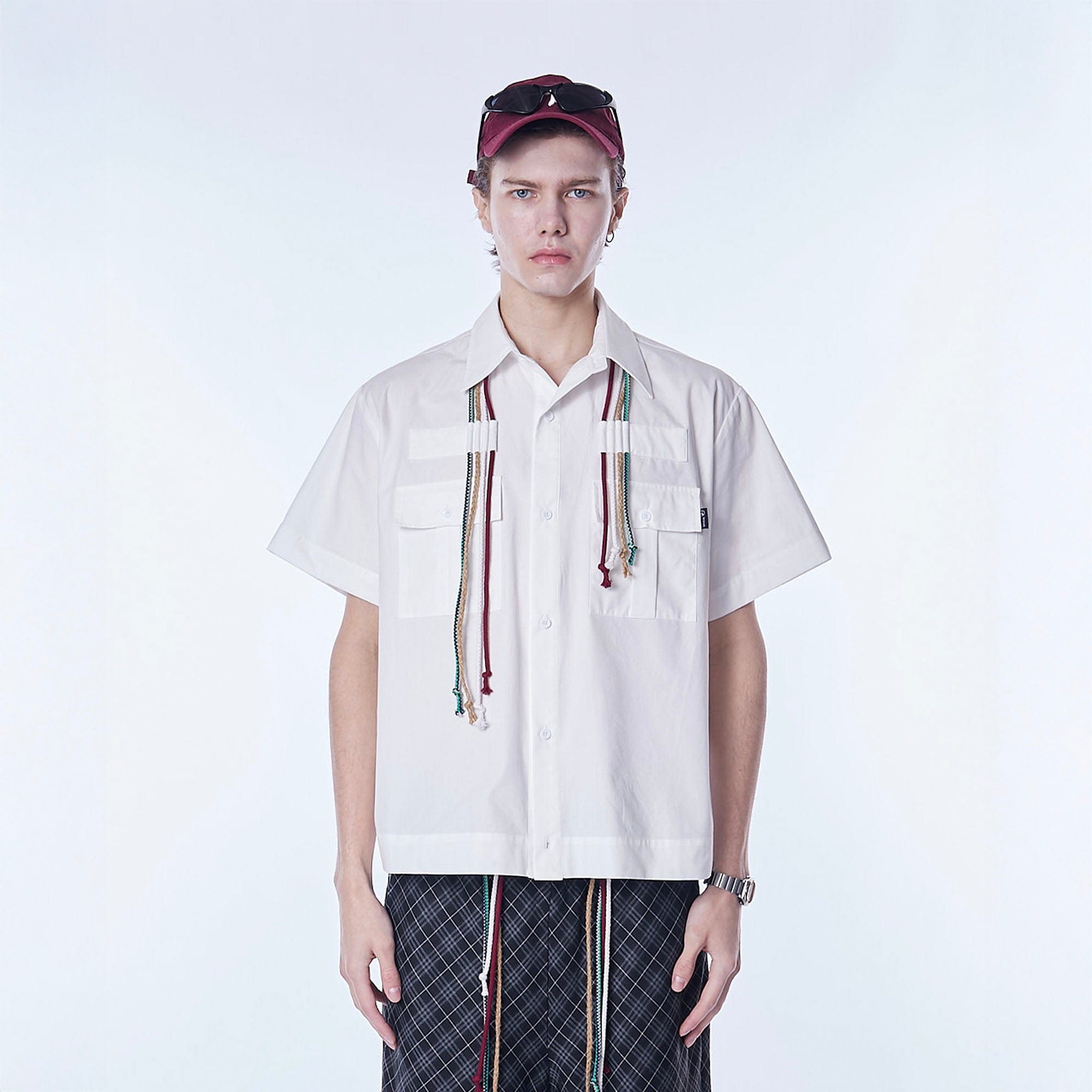ASSEEN Cord Tassel Pocket Half Shirt, premium urban and streetwear designers apparel on PROJECTISR.com, ASSEEN