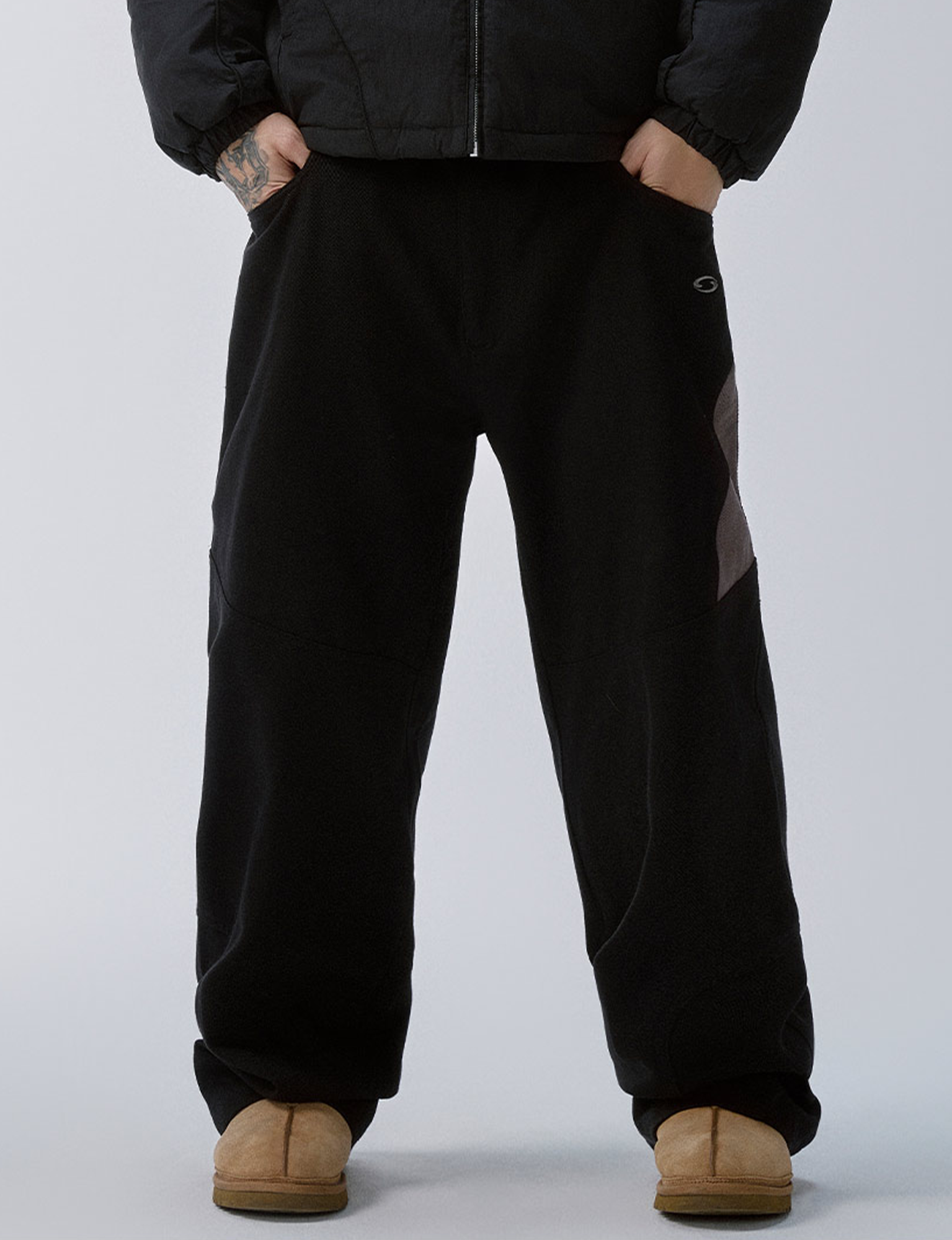 F2CE Paneled Contrast Embroidered LOGO Pants, premium urban and streetwear designers apparel on PROJECTISR.com, F2CE
