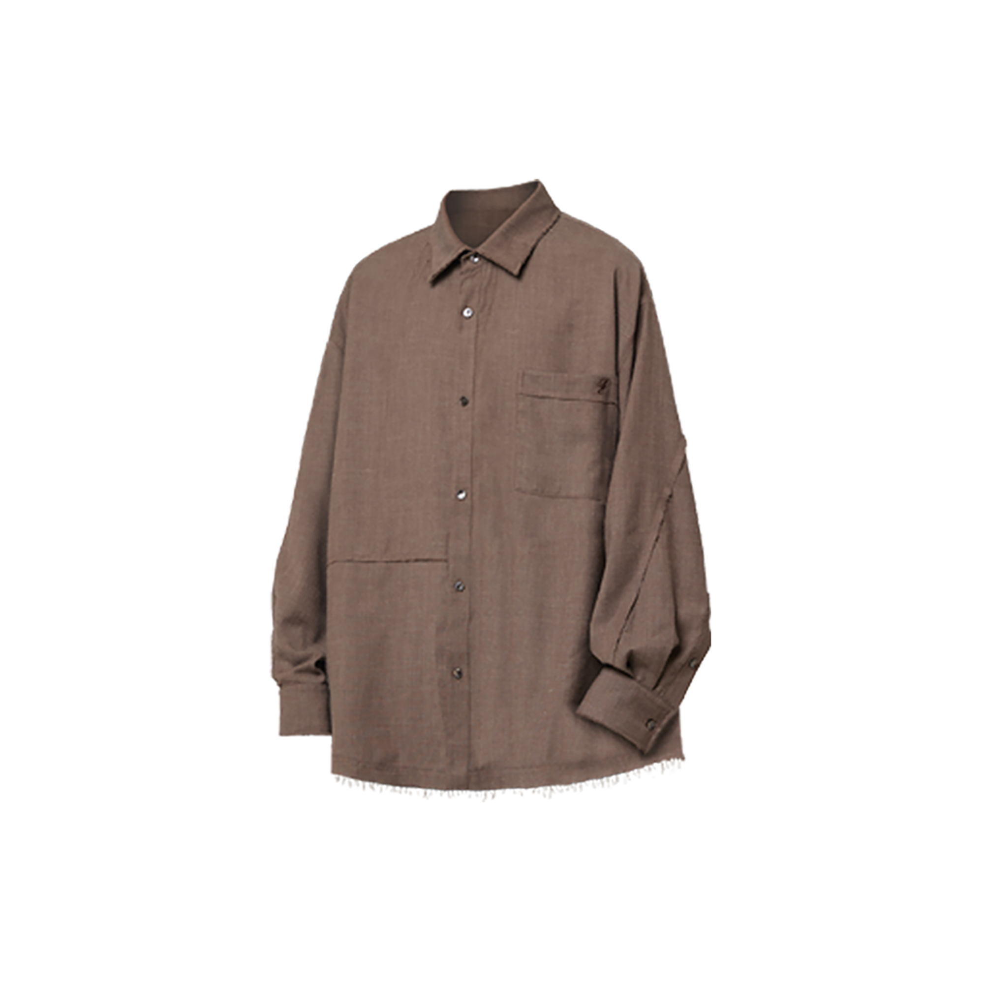 RELABEL Linen Blend Frayed Hem Shirt