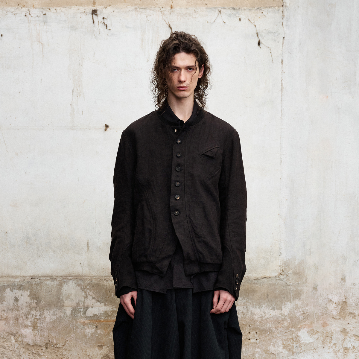 ILNya Nieternite Nifutur Asymmetrical Ribbed-Splice Short Jacket