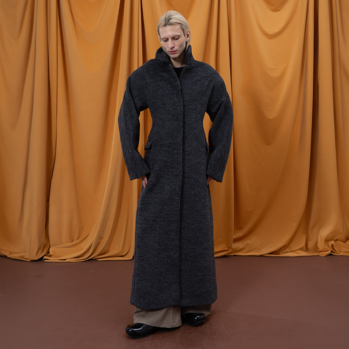 CLP Retro Cinched-Waist Wool-Blend Cocoon Coat