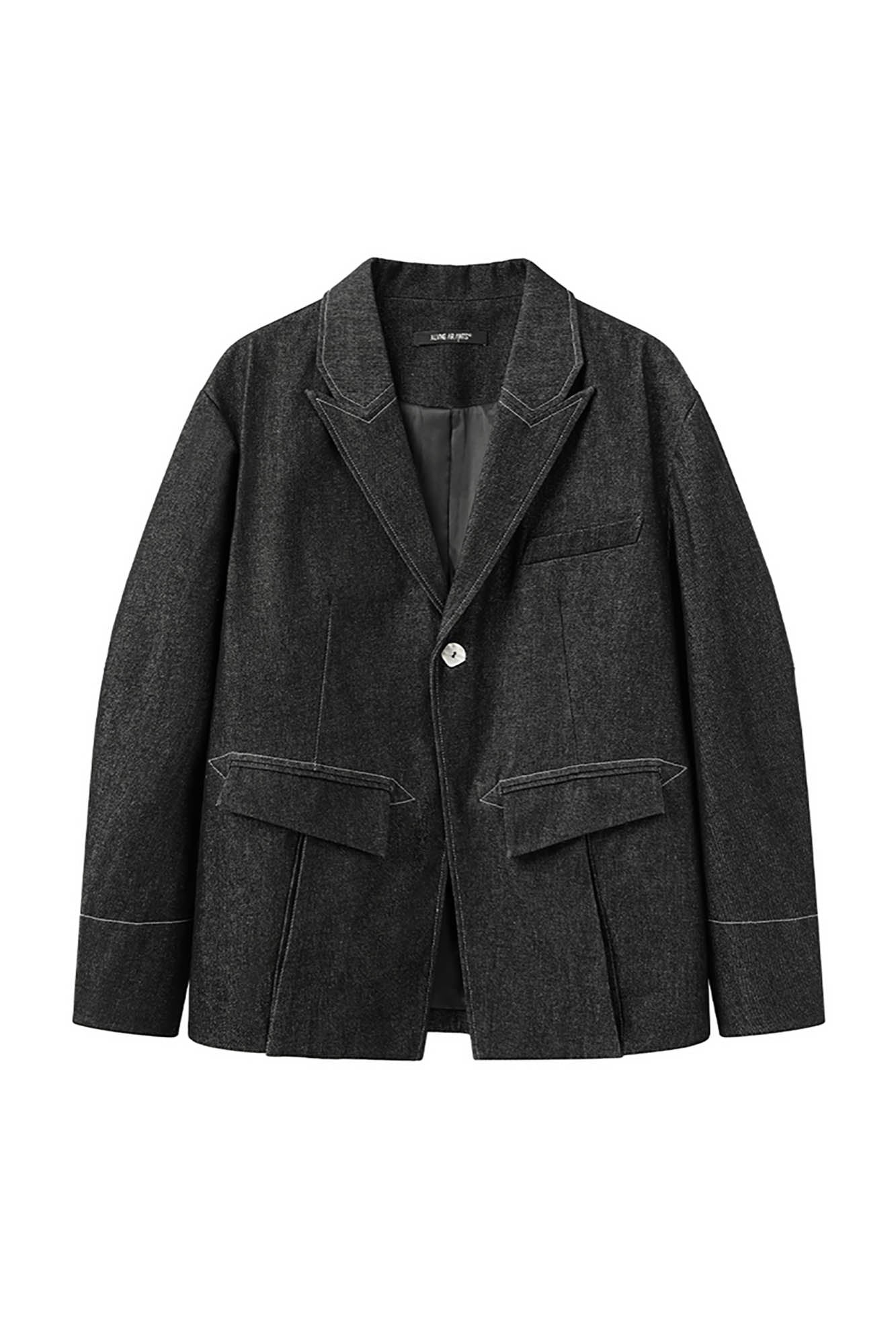 ALVNG AR ANTS Stitch Peak Lapel Denim Blazer