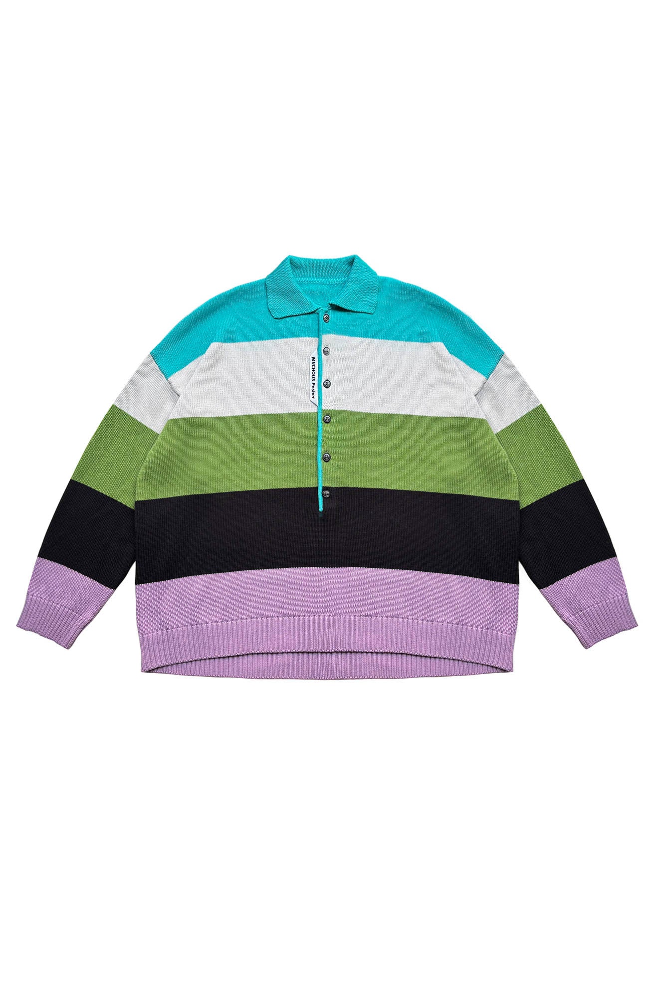 MIICHOUS Nature Magazine Wide-Stripe Polo Sweater