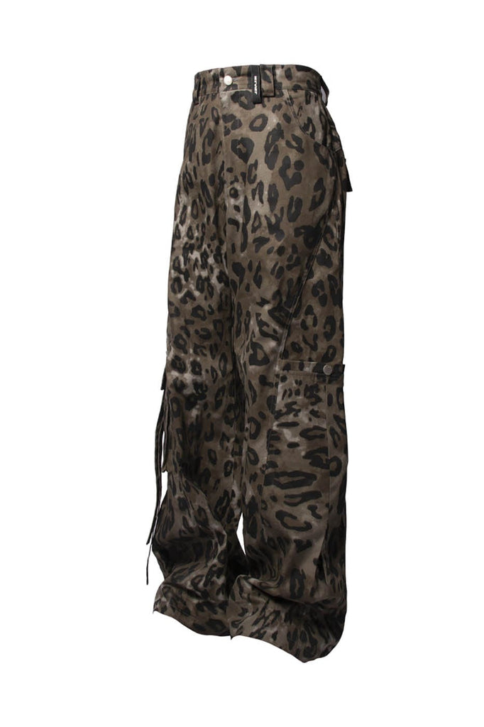 RELABEL Leopard Multi-Pocket Ribbon Cargo Pants, premium urban and streetwear designers apparel on PROJECTISR.com, RELABEL