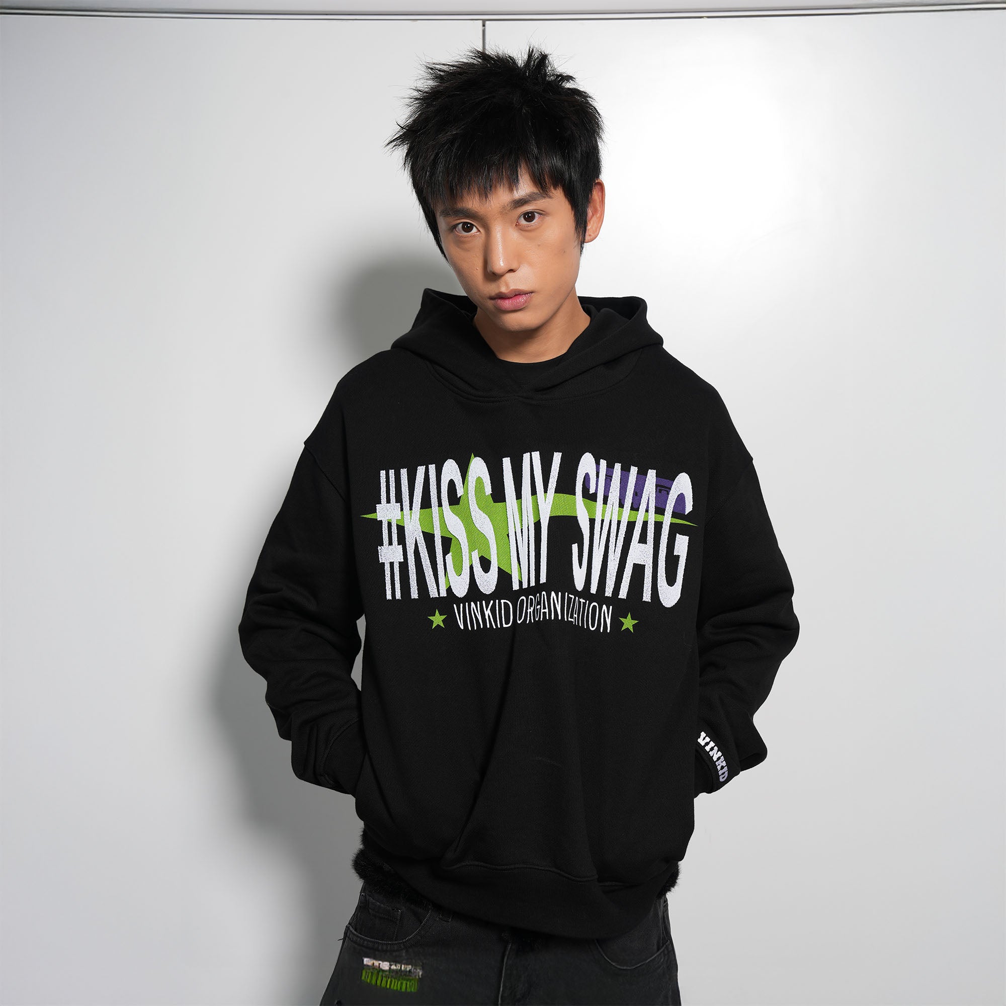 VINKID Kiss My Swag Embroidered Hoodie