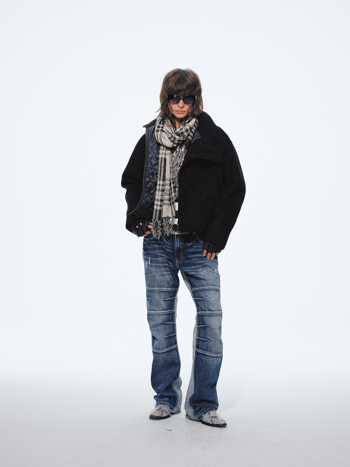 TRECLUB Collar Metal-Button Padded Suede Jacket, premium urban and streetwear designers apparel on PROJECTISR.com, TRECLUB