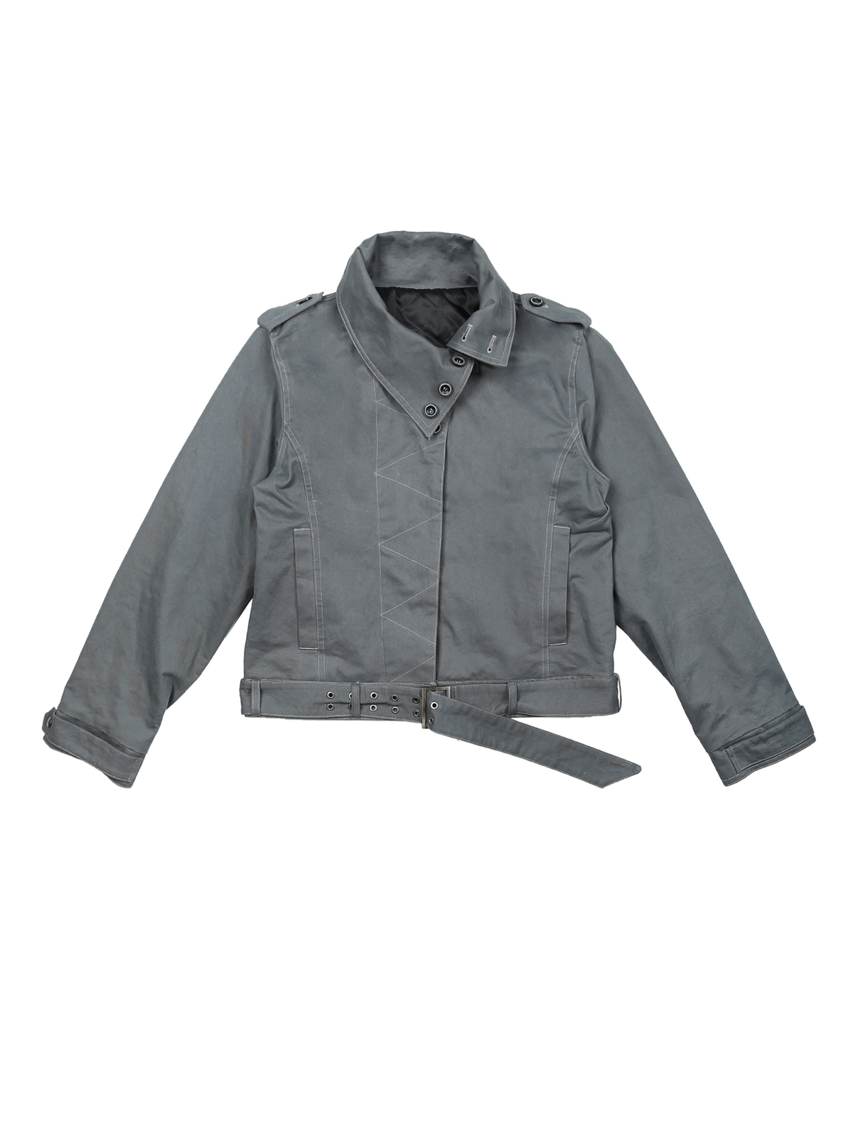TRECLUB Retro Belted Eyelet Lapel Cotton-Padded Jacket, premium urban and streetwear designers apparel on PROJECTISR.com, TRECLUB