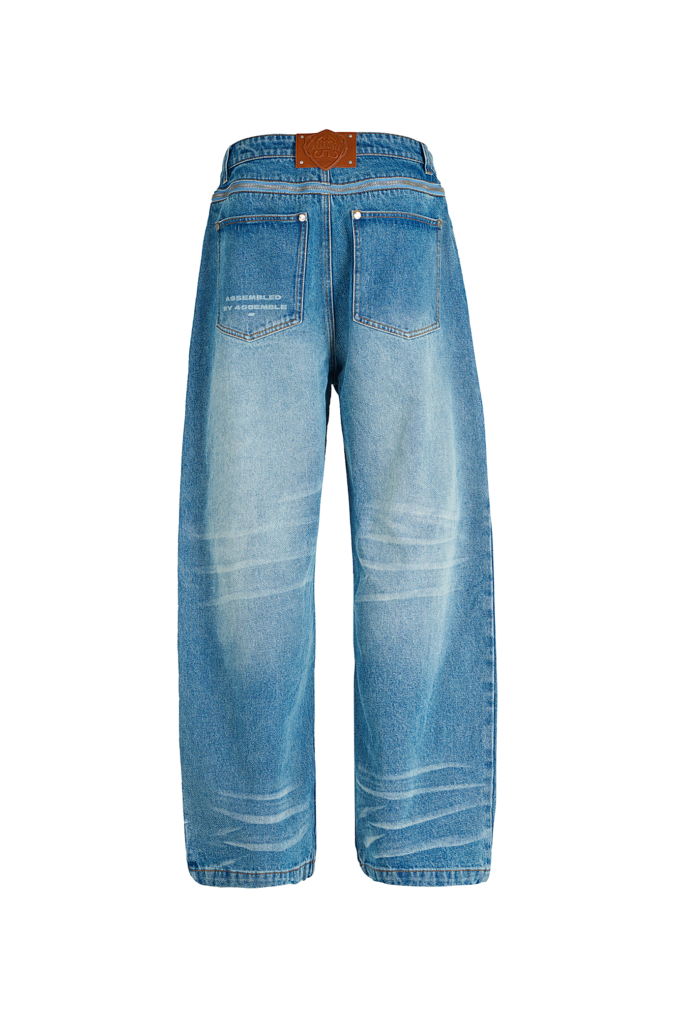 455EMBLE Washed Waist-Zip Wide-Leg Jeans