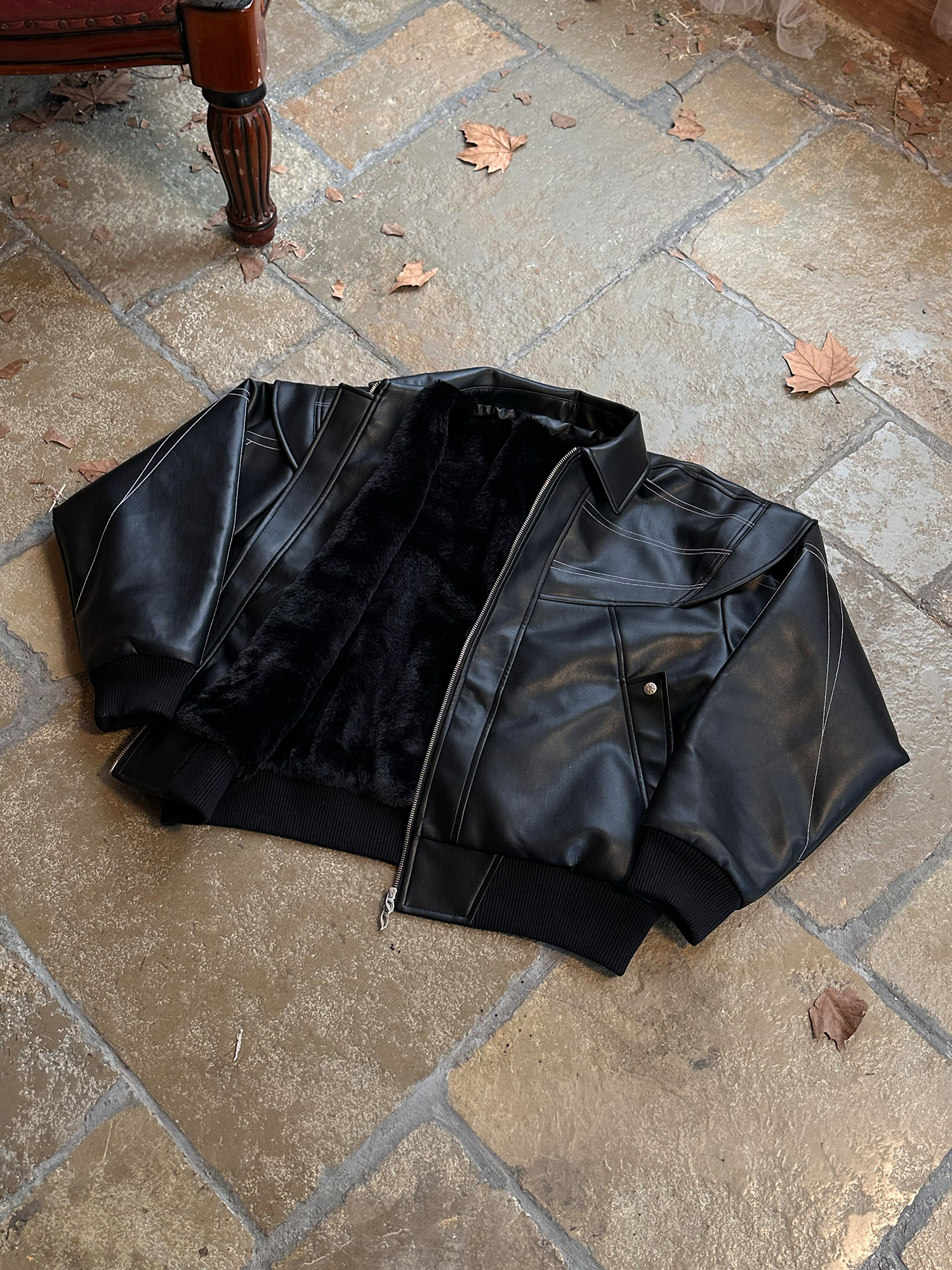 ESAIAS Deconstructed Stitch PU Jacket