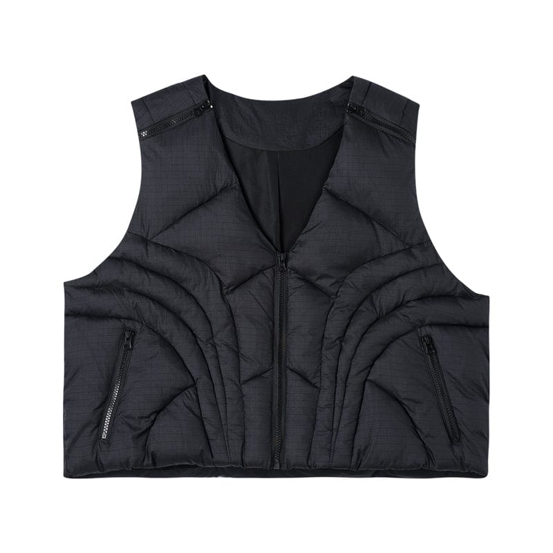 ENSHADOWER Deconstructed Armour Spliced Puffer Vest, premium urban and streetwear designers apparel on PROJECTISR.com, ENSHADOWER