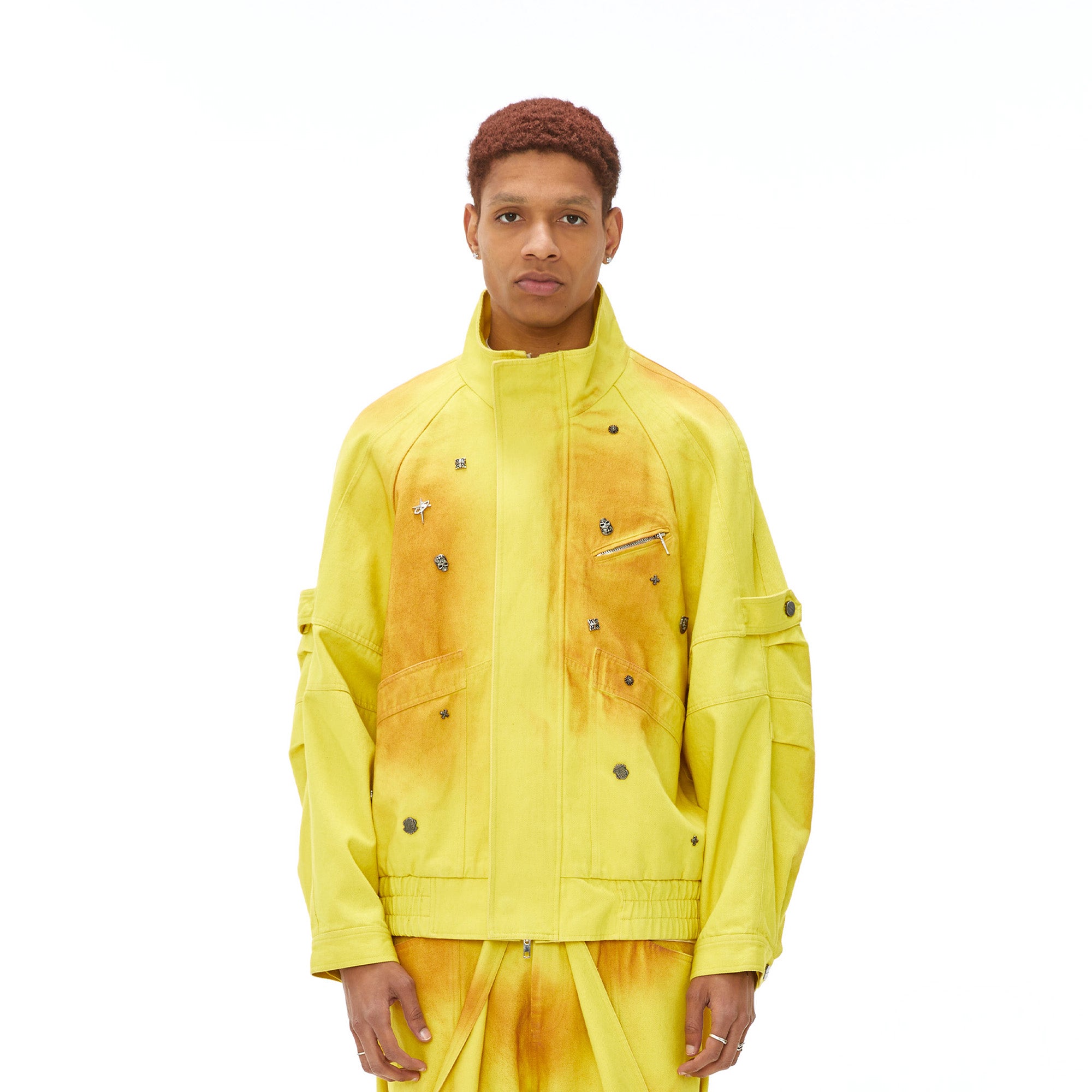 VANN VALRENCE Studded Gradient Stand Collar Oversized Jacket, premium urban and streetwear designers apparel on PROJECTISR.com, VANN VALRENCE