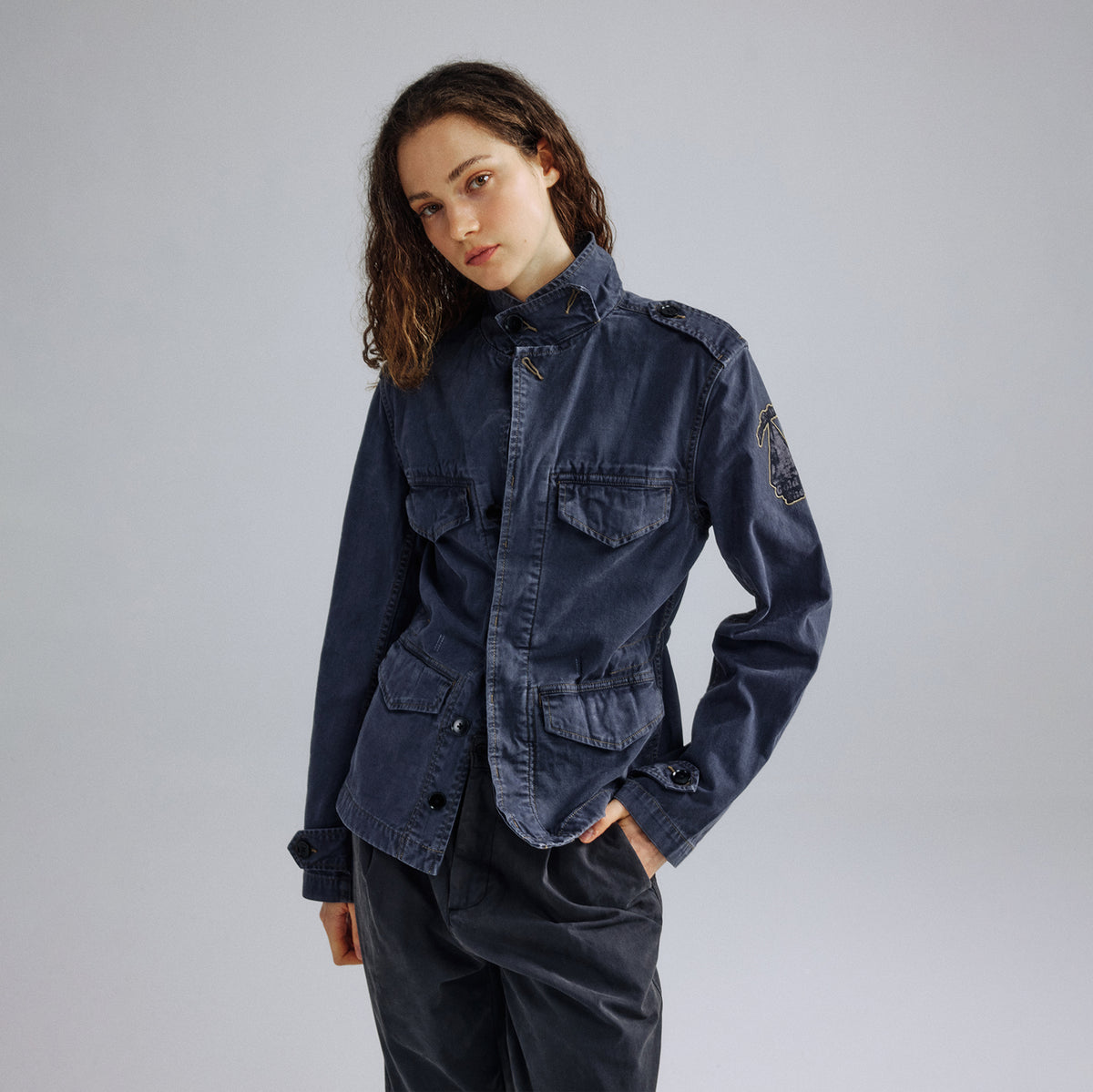 IN EXISTENCE Washed Faded Military Jacket