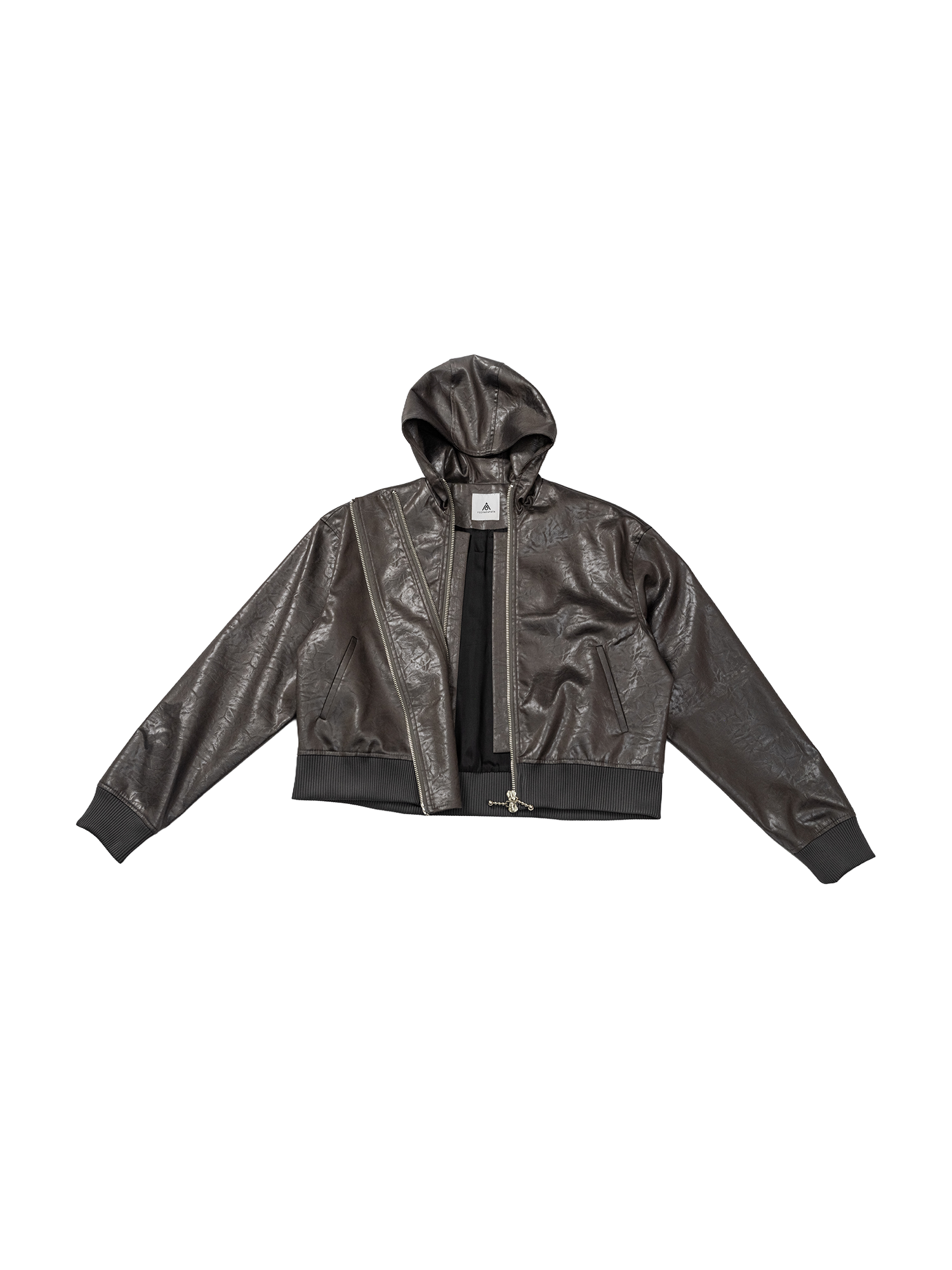 KADAKADA Faux Leather Dual-Zipper Hooded Jacket
