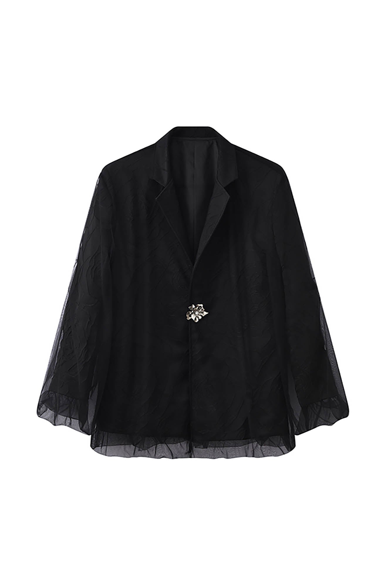 JIECHI Layered Floral Embossed Blazer