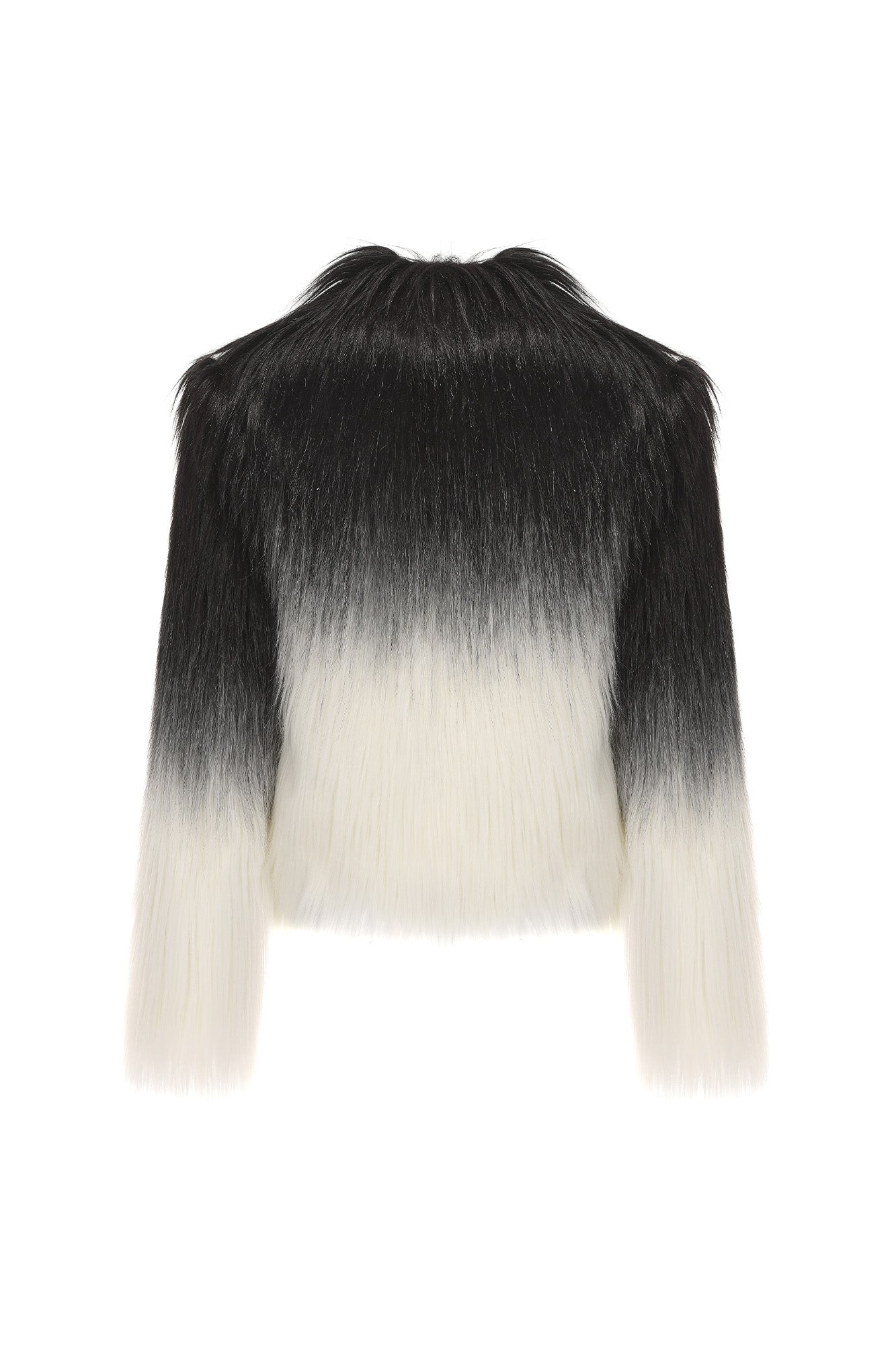VANN VALRENCE Ombre V-Neck Faux Fur Jacket
