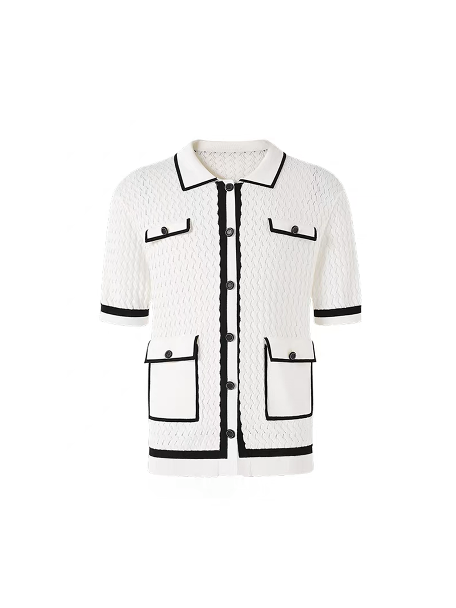 TIWILLTANG Contrast Trim Knitted Half Shirt