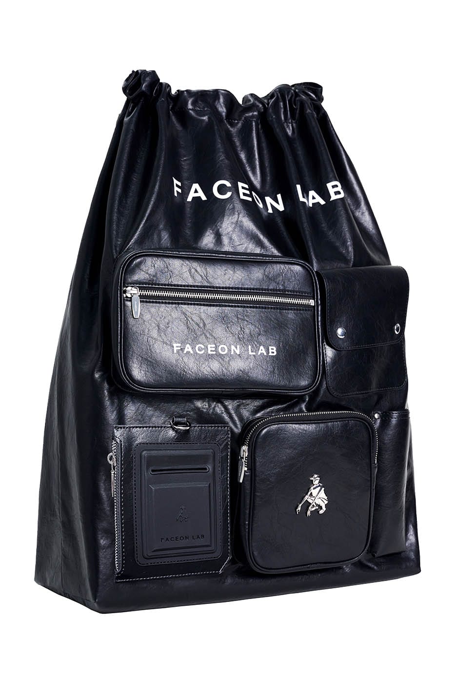 FACEONLAB Multi-Pocket Faux Leather Nomad Bag, premium urban and streetwear designers apparel on PROJECTISR.com, FACEONLAB