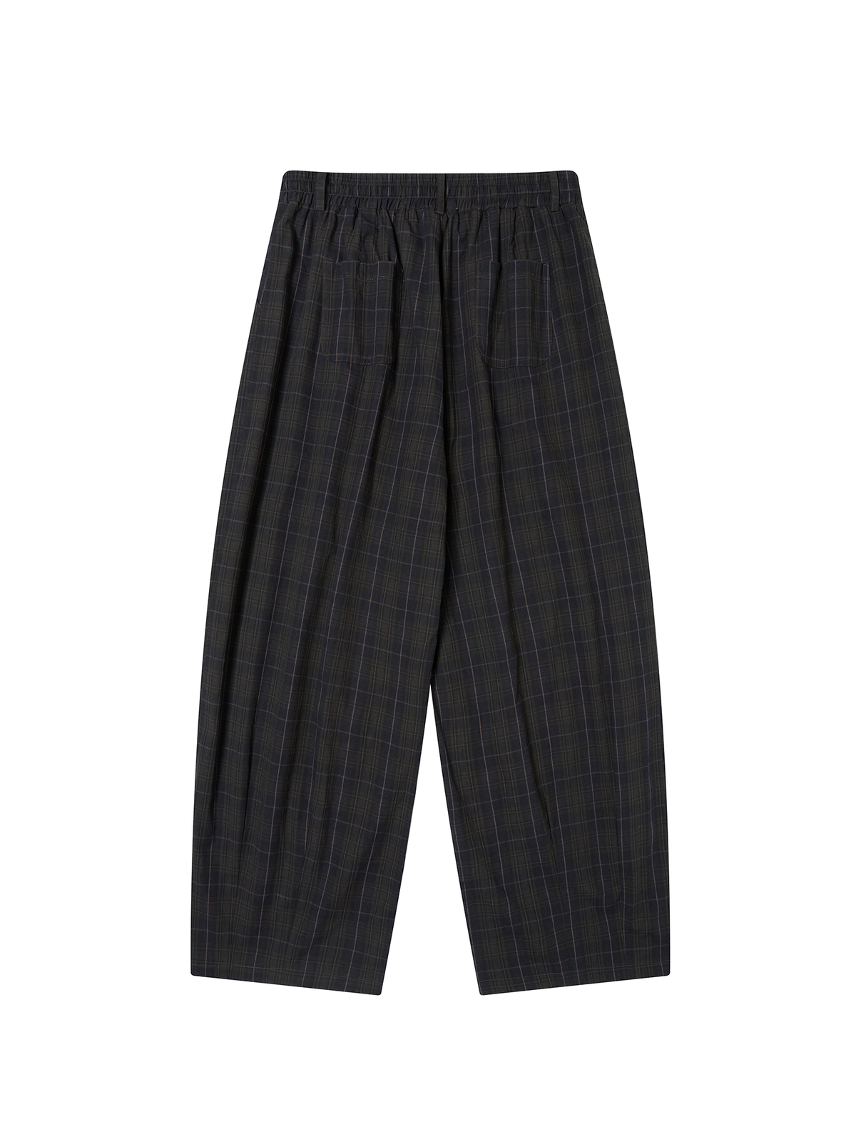 TGNS Plaid Pleated Wide-Leg Trousers
