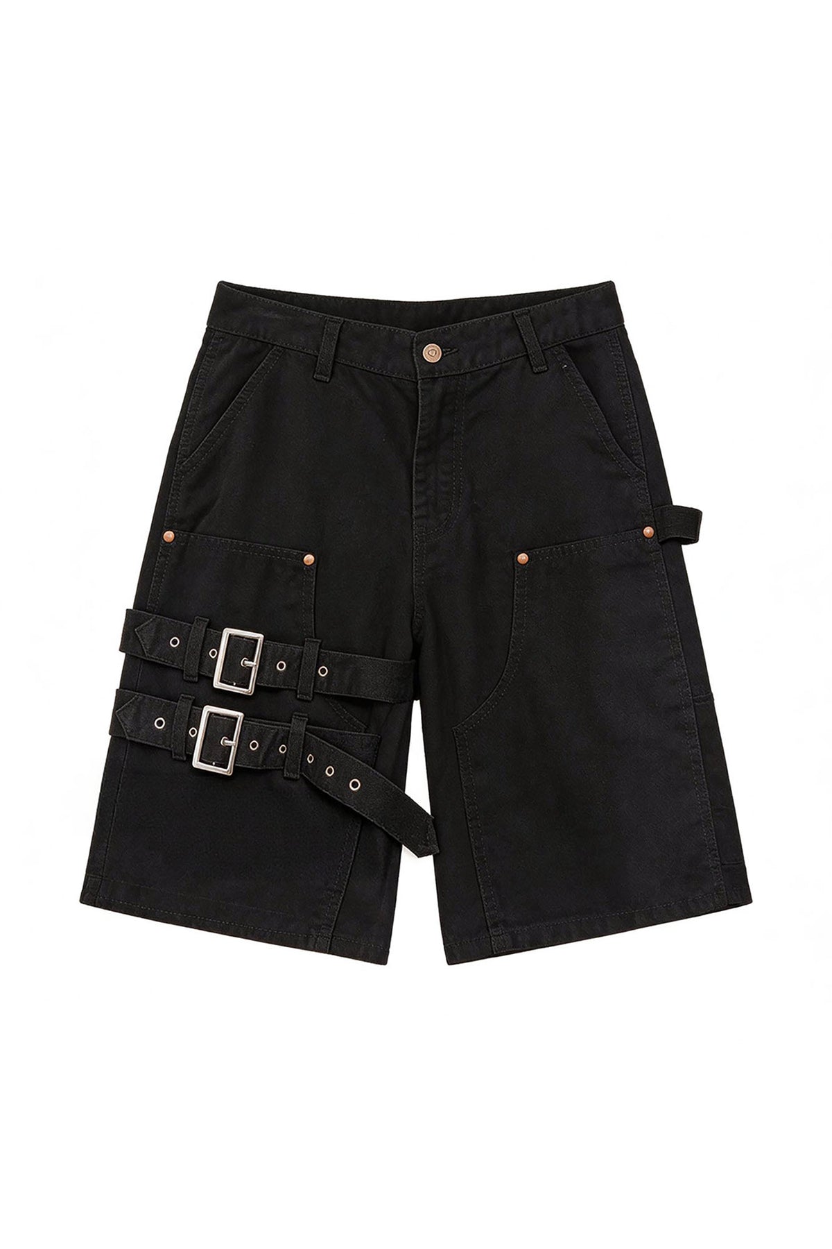 NOTHINGNESS WORLD Washed Buckle-Strap Cargo Shorts