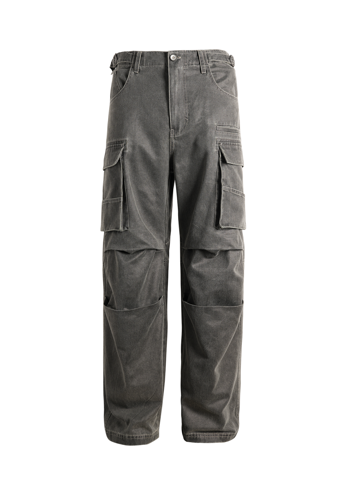 ORGANIC EMOTION Washed Pleated Multi-Pocket Cargo Pants