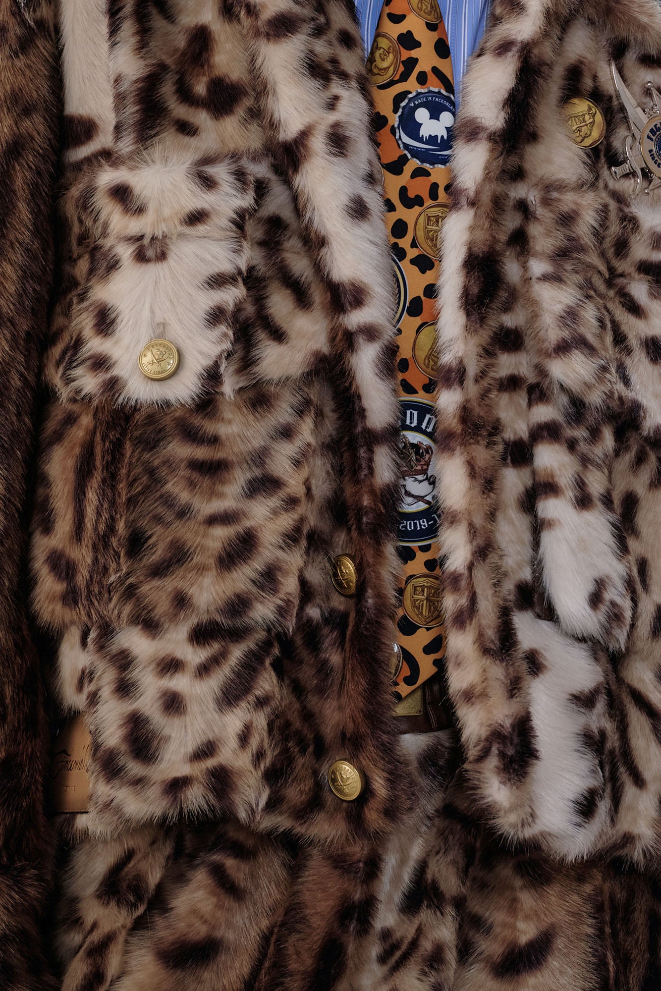 FACEONLAB Leopard Faux Fur Jacket