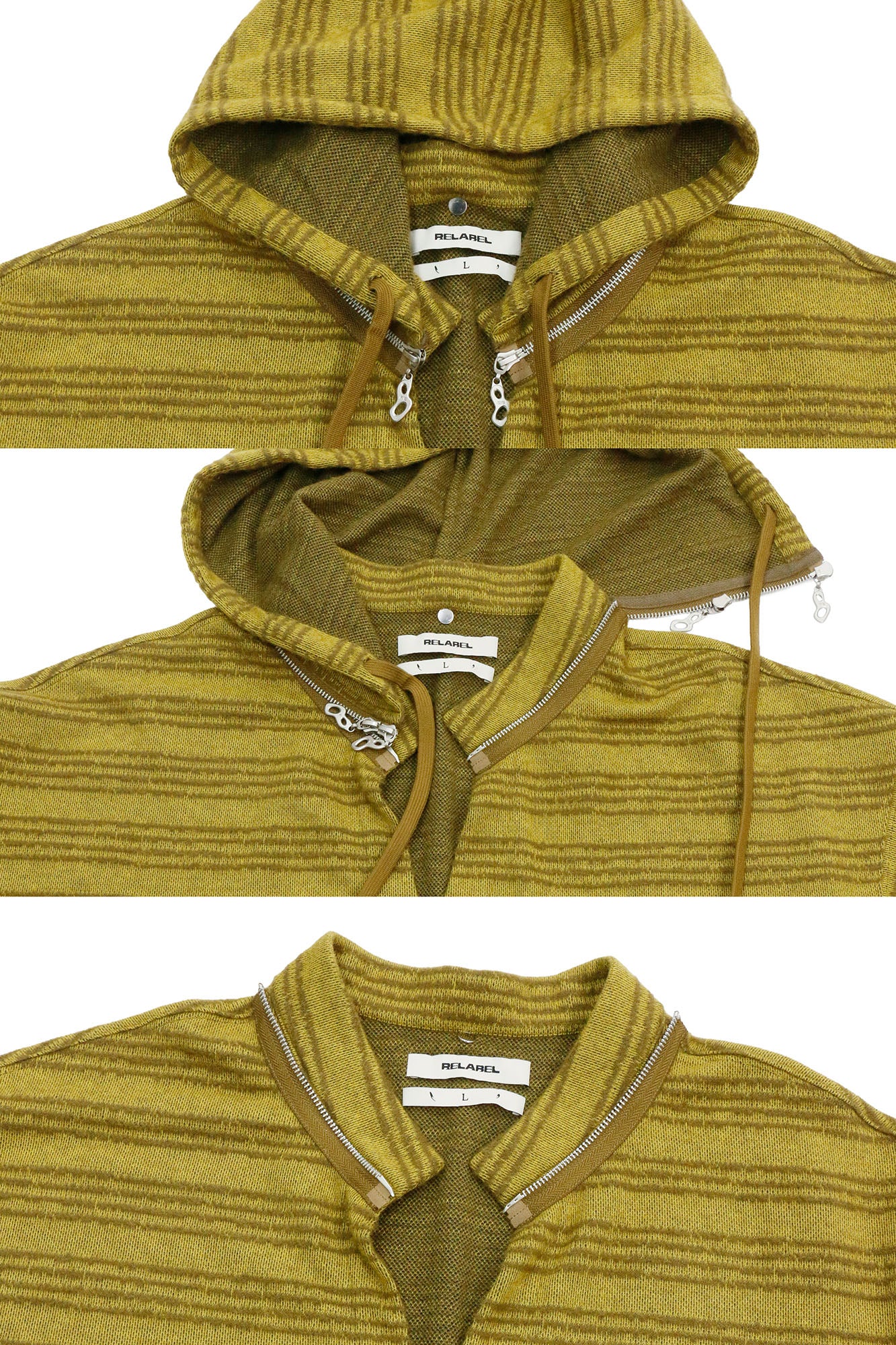 RELABEL Striped Asym Half-Zip Knit Hoodie, premium urban and streetwear designers apparel on PROJECTISR.com, RELABEL